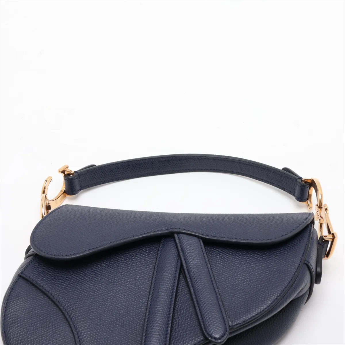 Saddle Bag Leather Shoulder Bag Navy — view 6