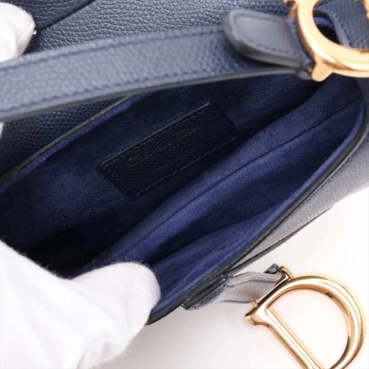 Saddle Bag Leather Shoulder Bag Navy — view 7