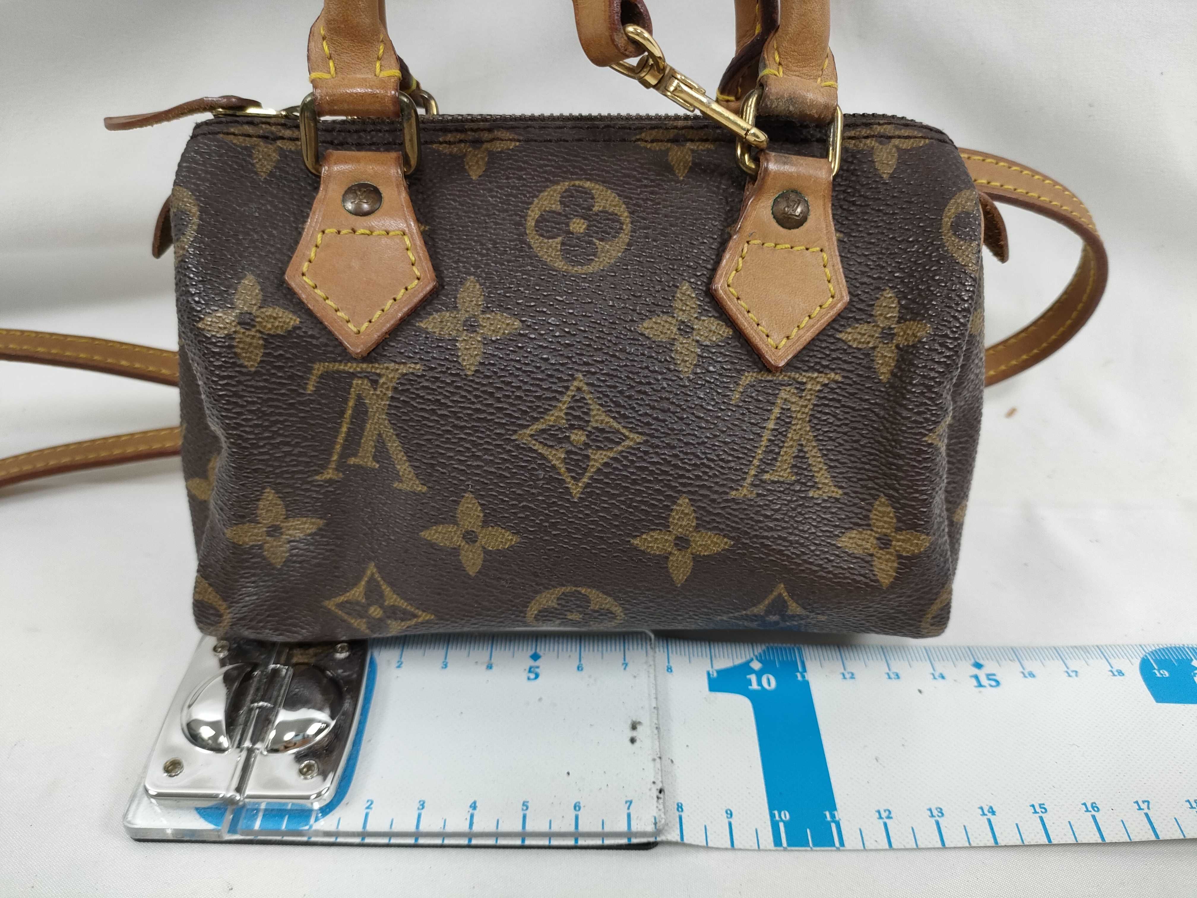Monogram Louis Vuitton LV Mini Speedy Bandoulière Handbag with Strap — view 2