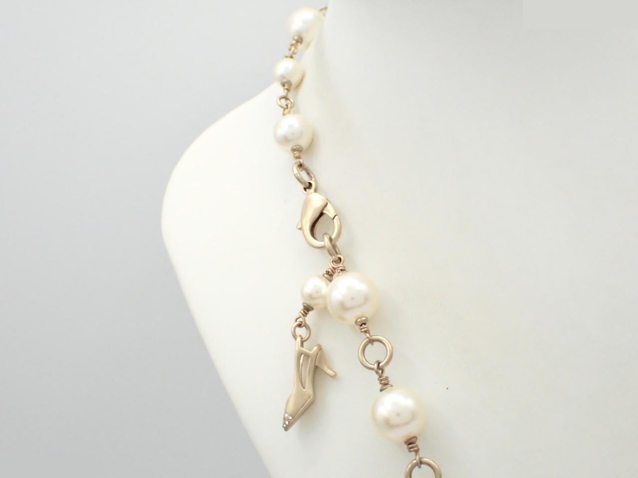 Long pearl necklace, chain approximately 88cm long. — view 2