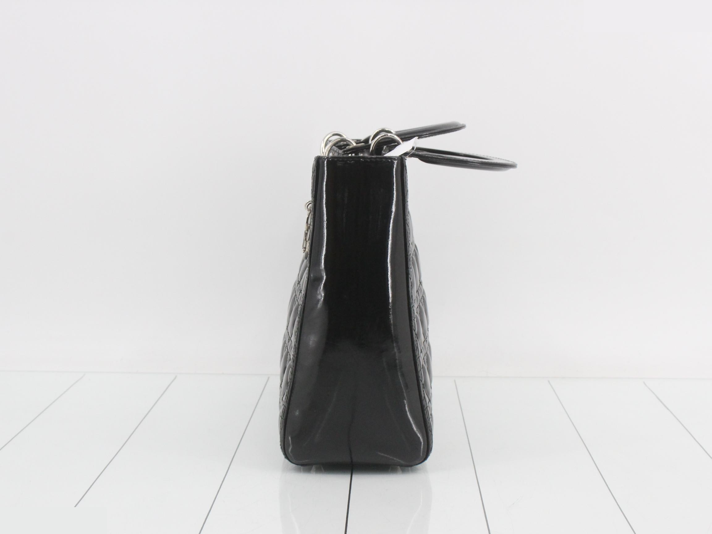 Lady Dior Cannage Enamel Tote Handbag — view 3
