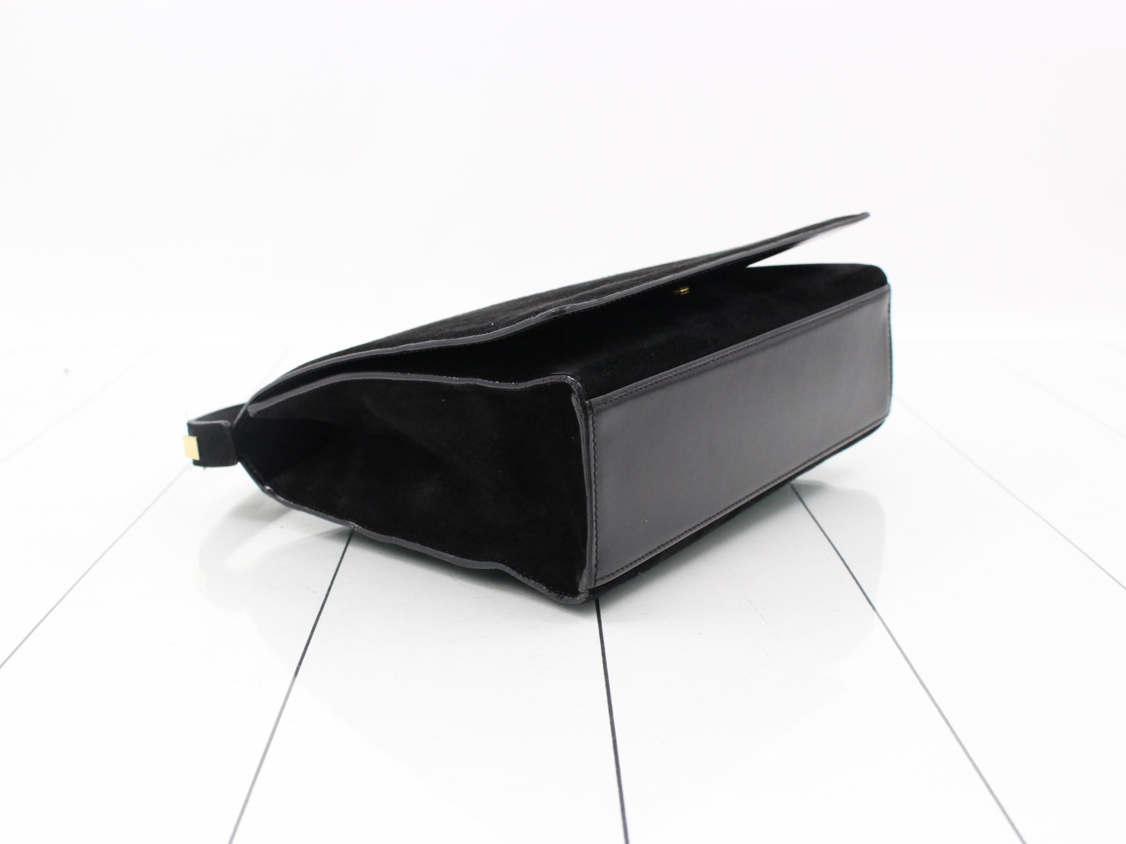 Shoulder bag, suede, black, gold — view 5