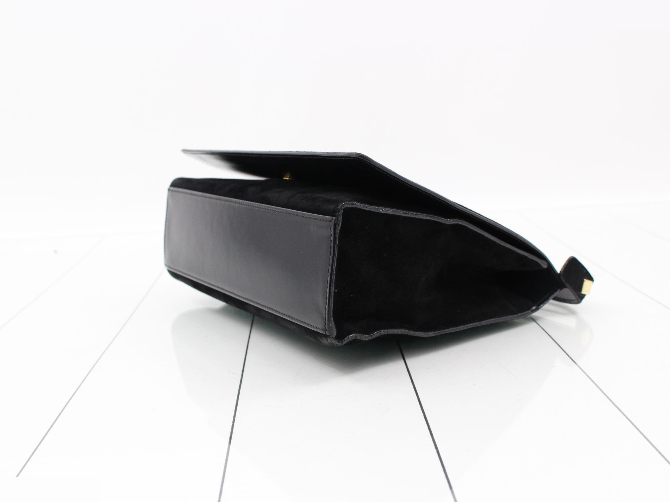 Shoulder bag, suede, black, gold — view 6