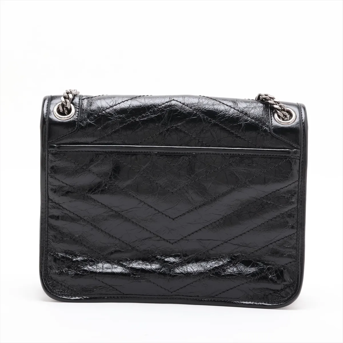 Niki Leather Chain Shoulder Bag, Black, 633158 — view 2