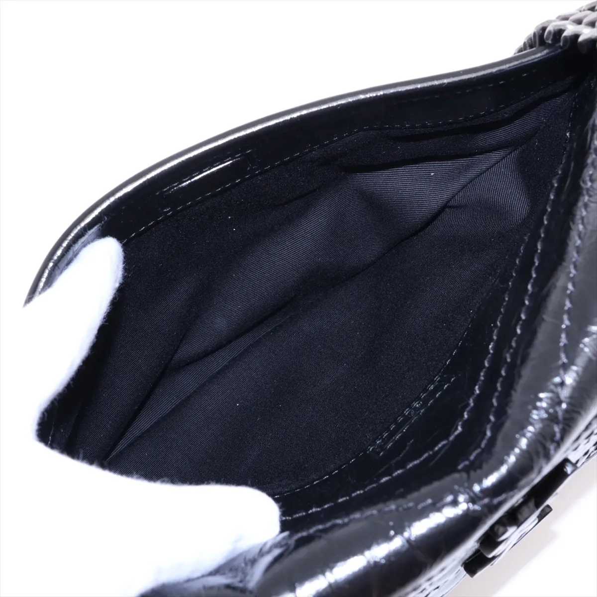 Niki Leather Chain Shoulder Bag, Black, 633158 — view 11