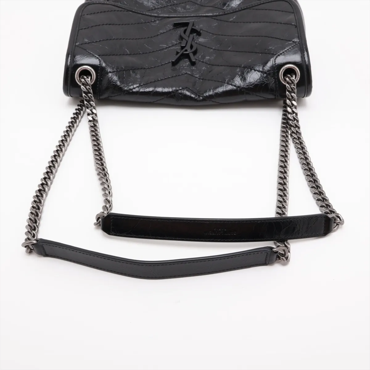 Niki Leather Chain Shoulder Bag, Black, 633158 — view 5