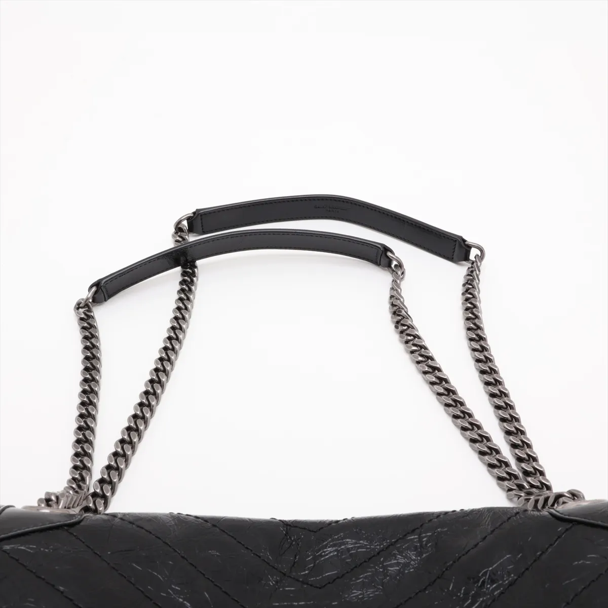 Niki Leather Chain Shoulder Bag, Black, 633158 — view 6