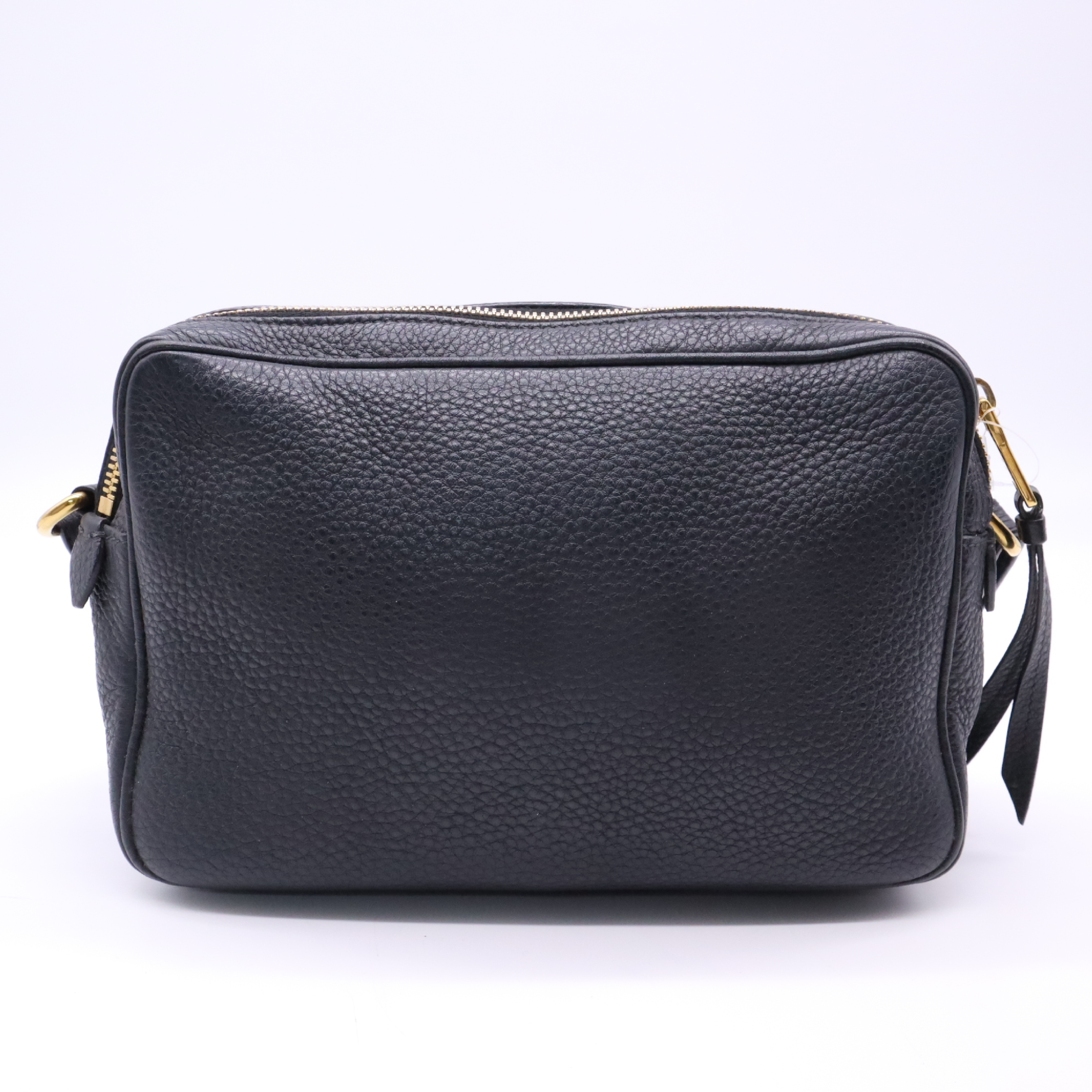 1BH082 Leather Shoulder Bag, Black — view 2