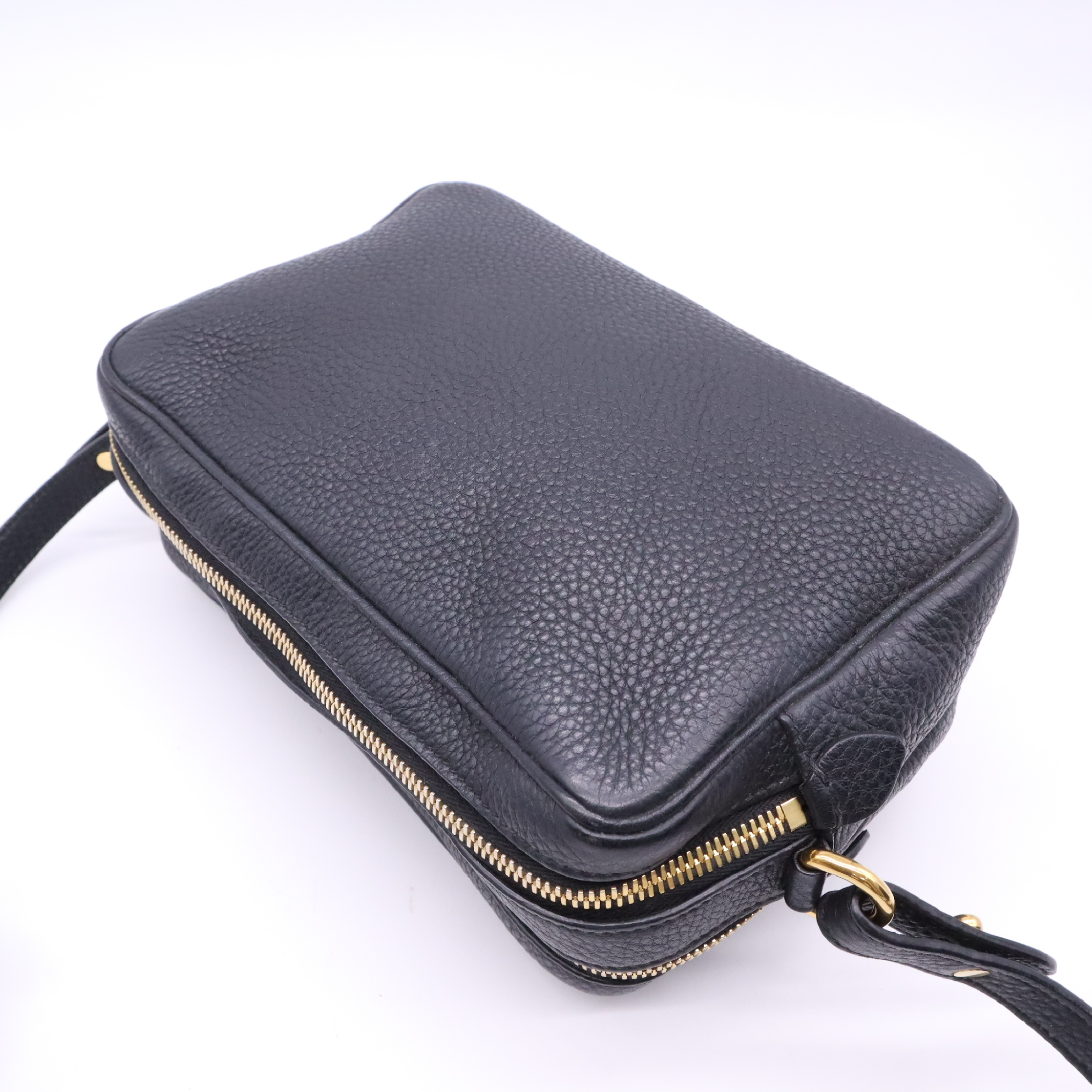 1BH082 Leather Shoulder Bag, Black — view 4