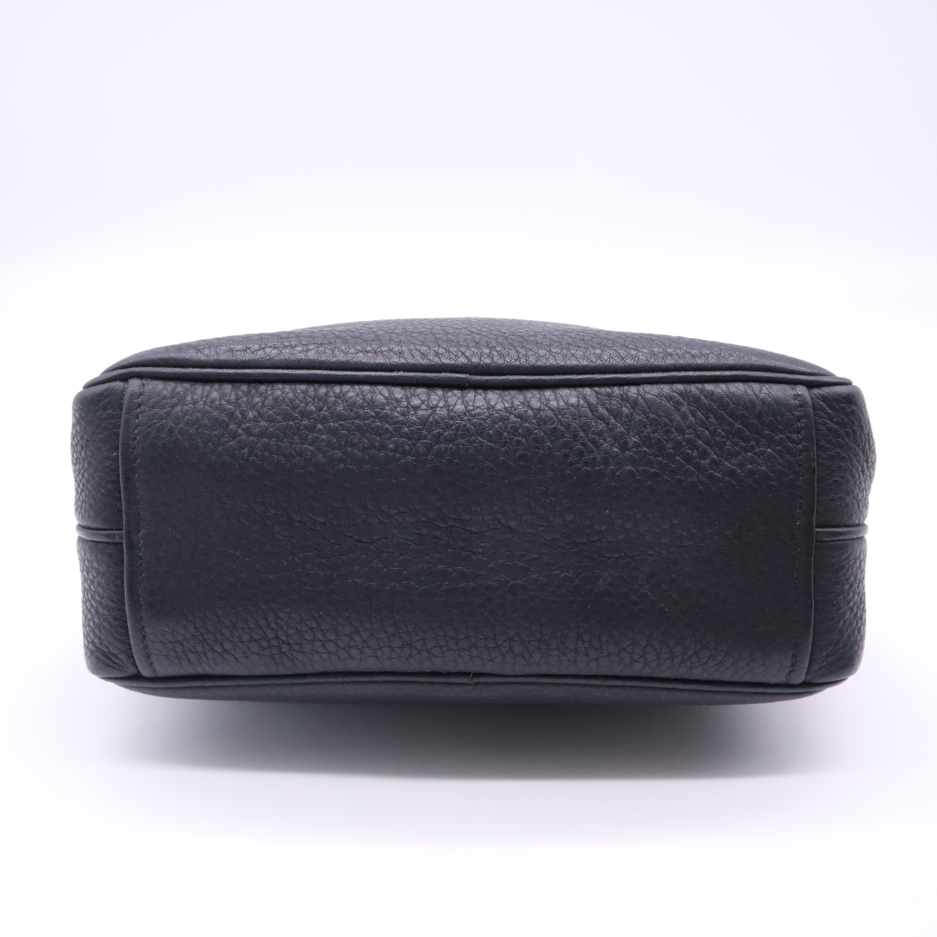 1BH082 Leather Shoulder Bag, Black — view 5