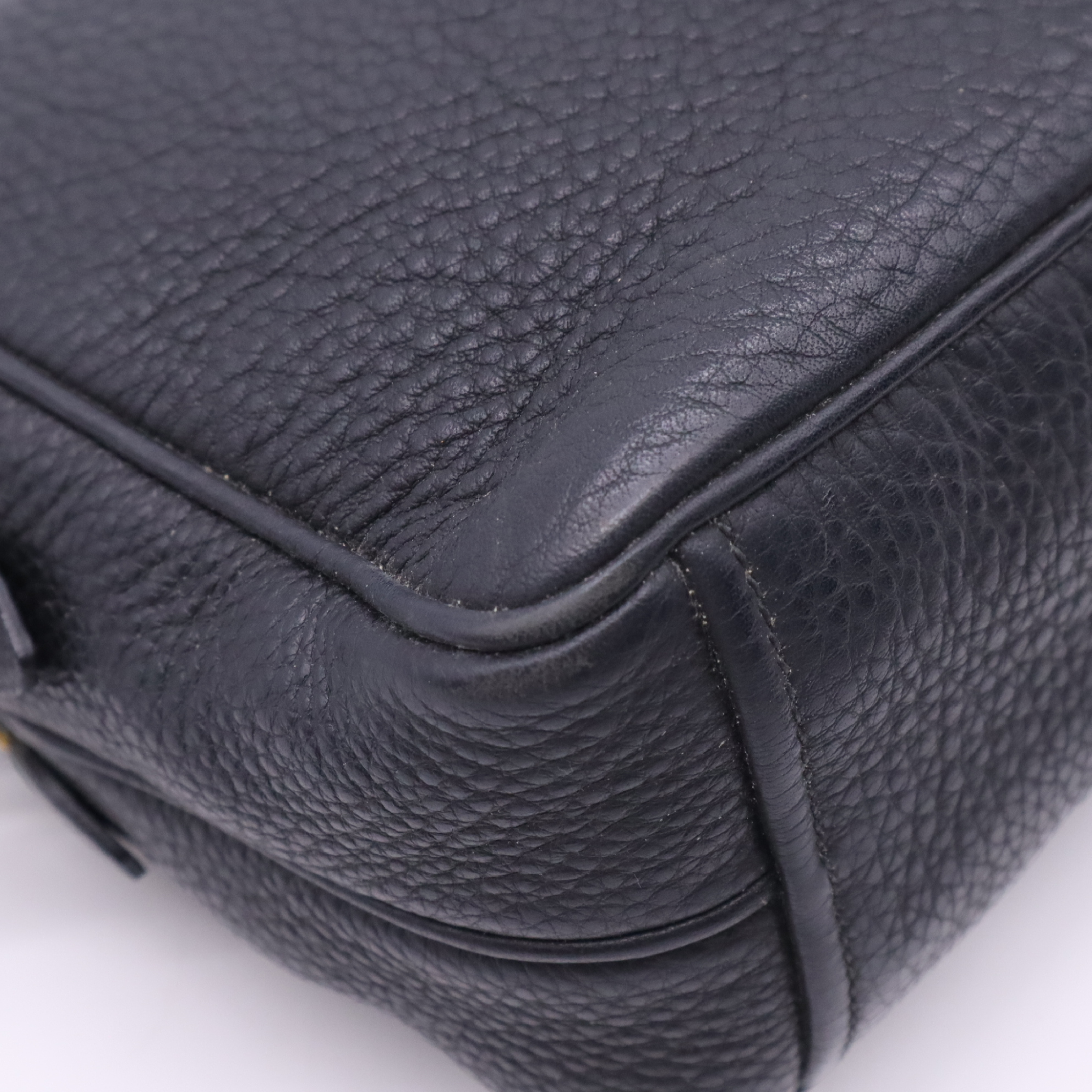 1BH082 Leather Shoulder Bag, Black — view 7