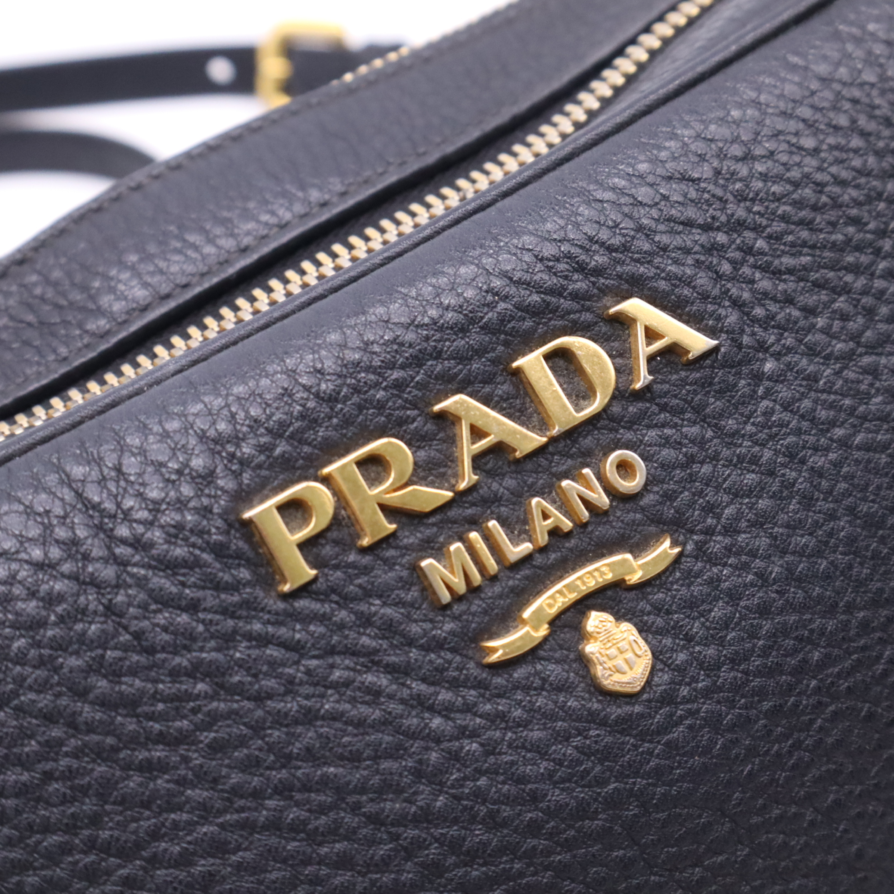1BH082 Leather Shoulder Bag, Black — view 8