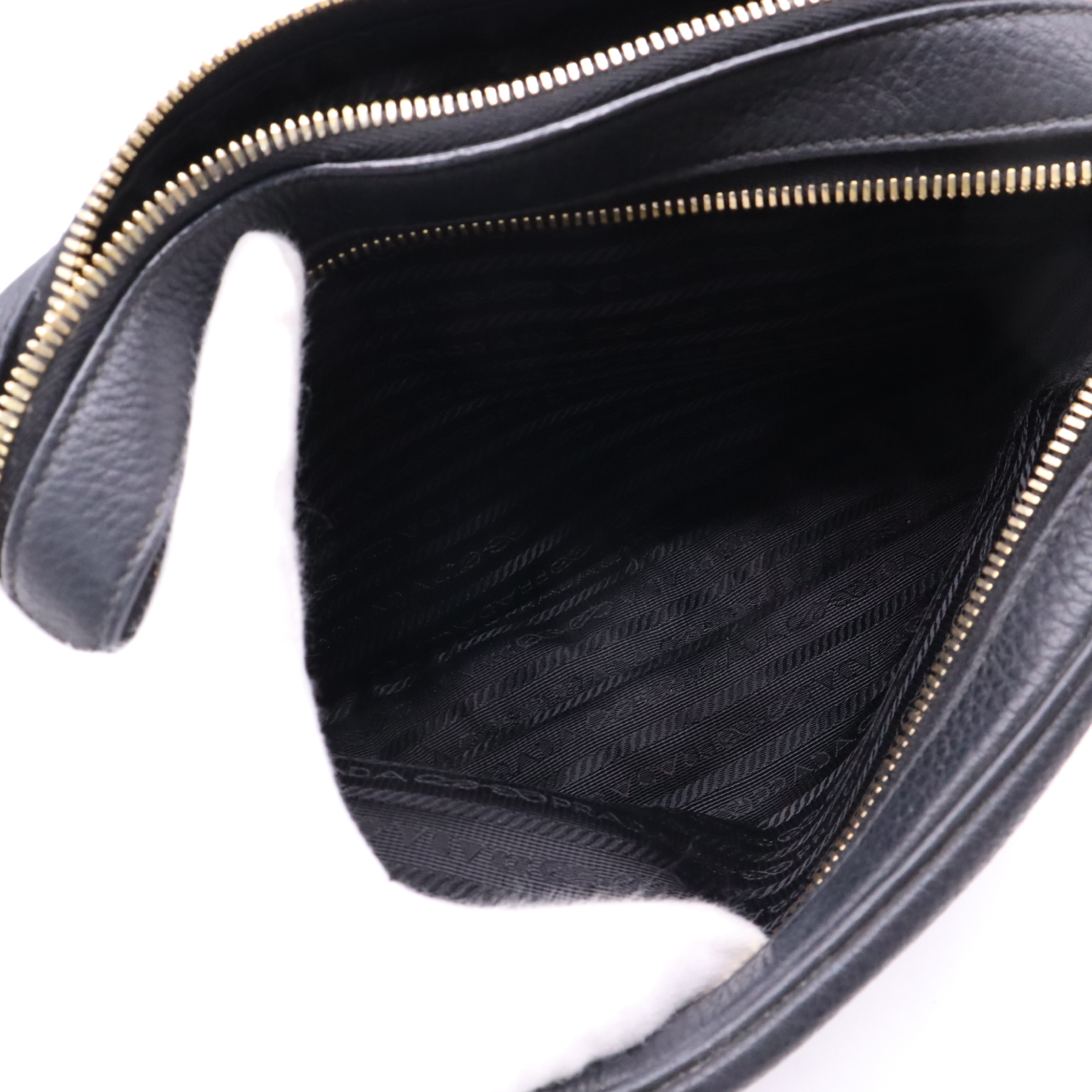 1BH082 Leather Shoulder Bag, Black — view 10