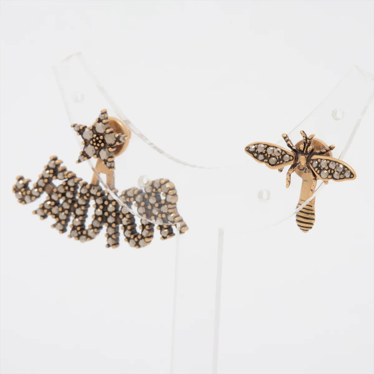 J'Adior Bee Earrings (for both ears) GP x Rhinestone Gold — view 3