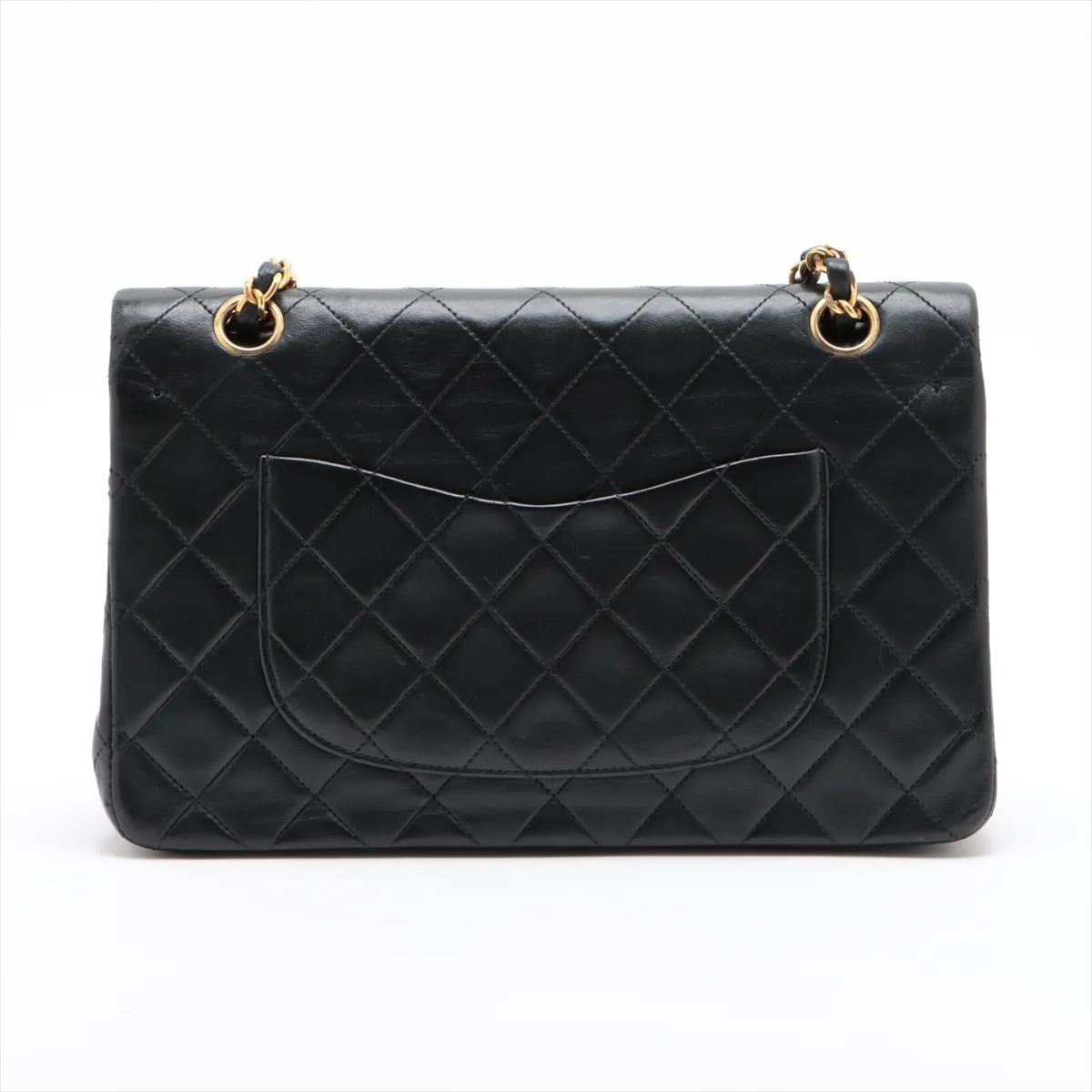 Matelasse 25 Lambskin Double Flap Double Chain Bag Black Gold Hardware 0814953 Series 0 A01112 — view 2