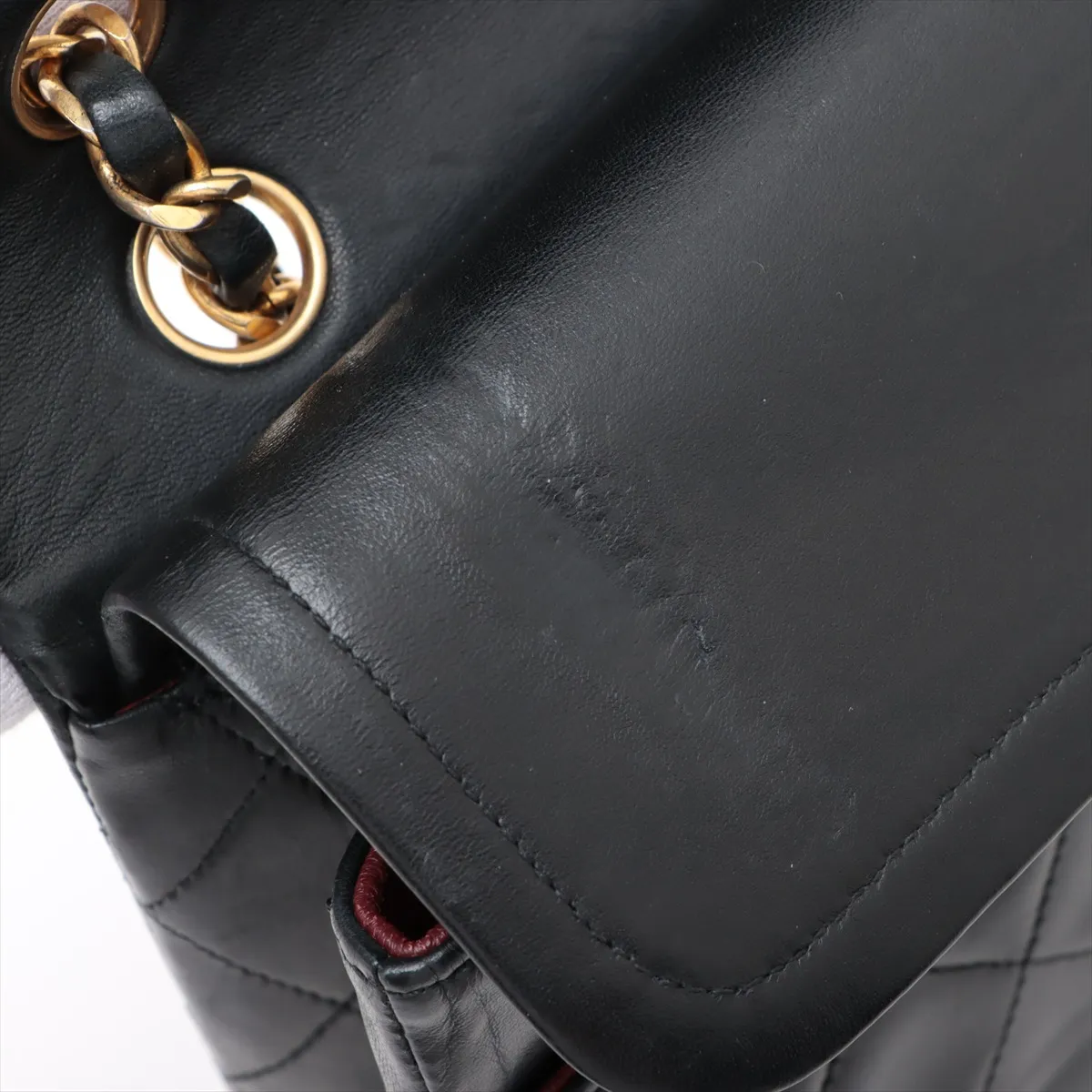Matelasse 25 Lambskin Double Flap Double Chain Bag Black Gold Hardware 0814953 Series 0 A01112 — view 14