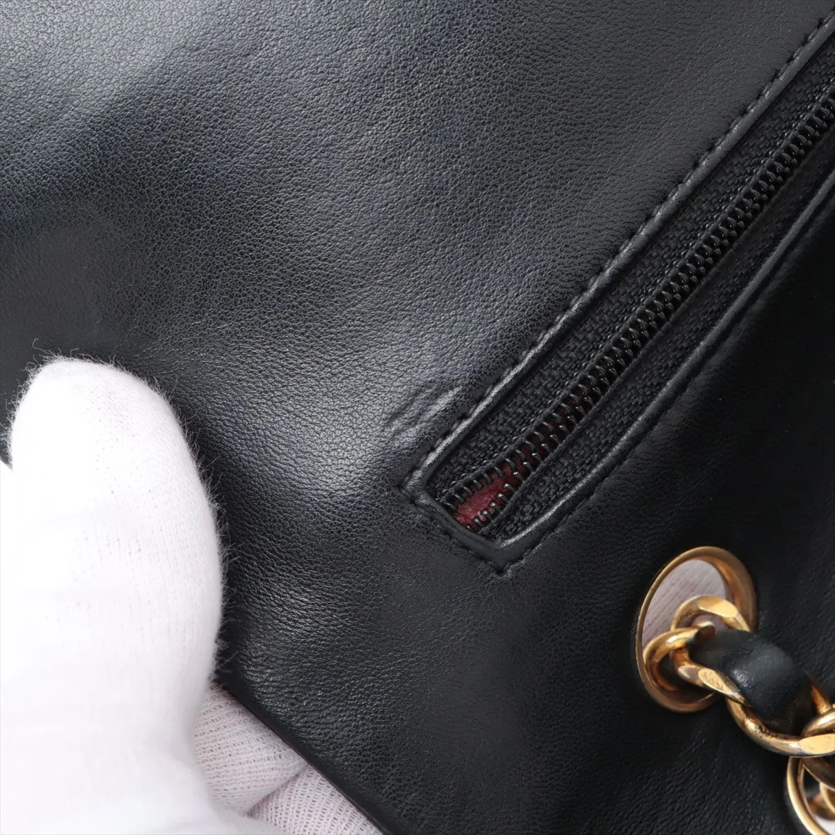 Matelasse 25 Lambskin Double Flap Double Chain Bag Black Gold Hardware 0814953 Series 0 A01112 — view 15