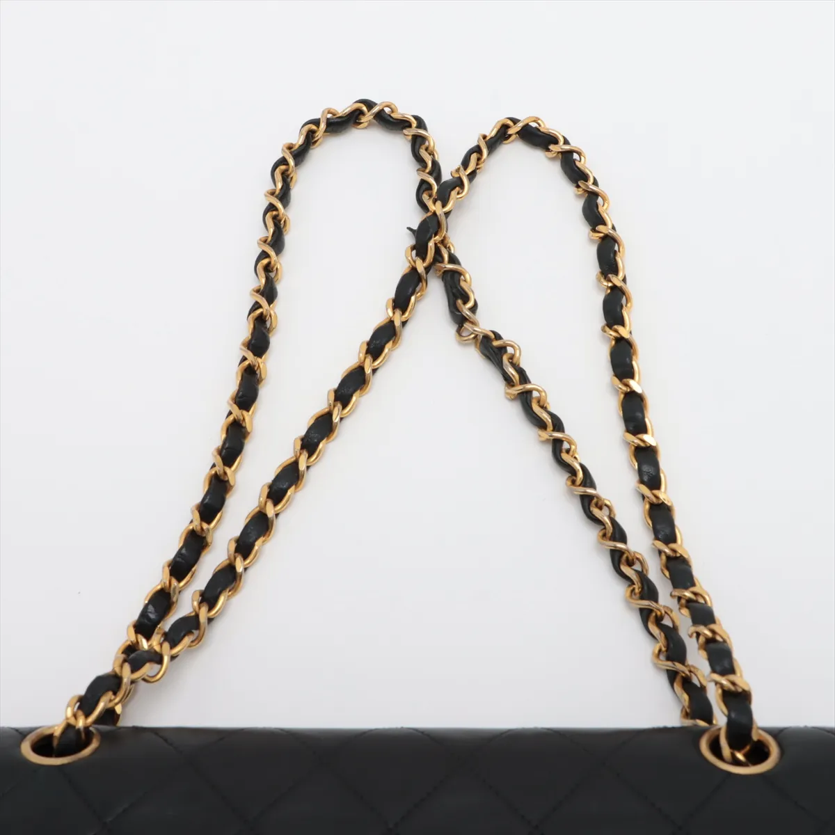 Matelasse 25 Lambskin Double Flap Double Chain Bag Black Gold Hardware 0814953 Series 0 A01112 — view 6