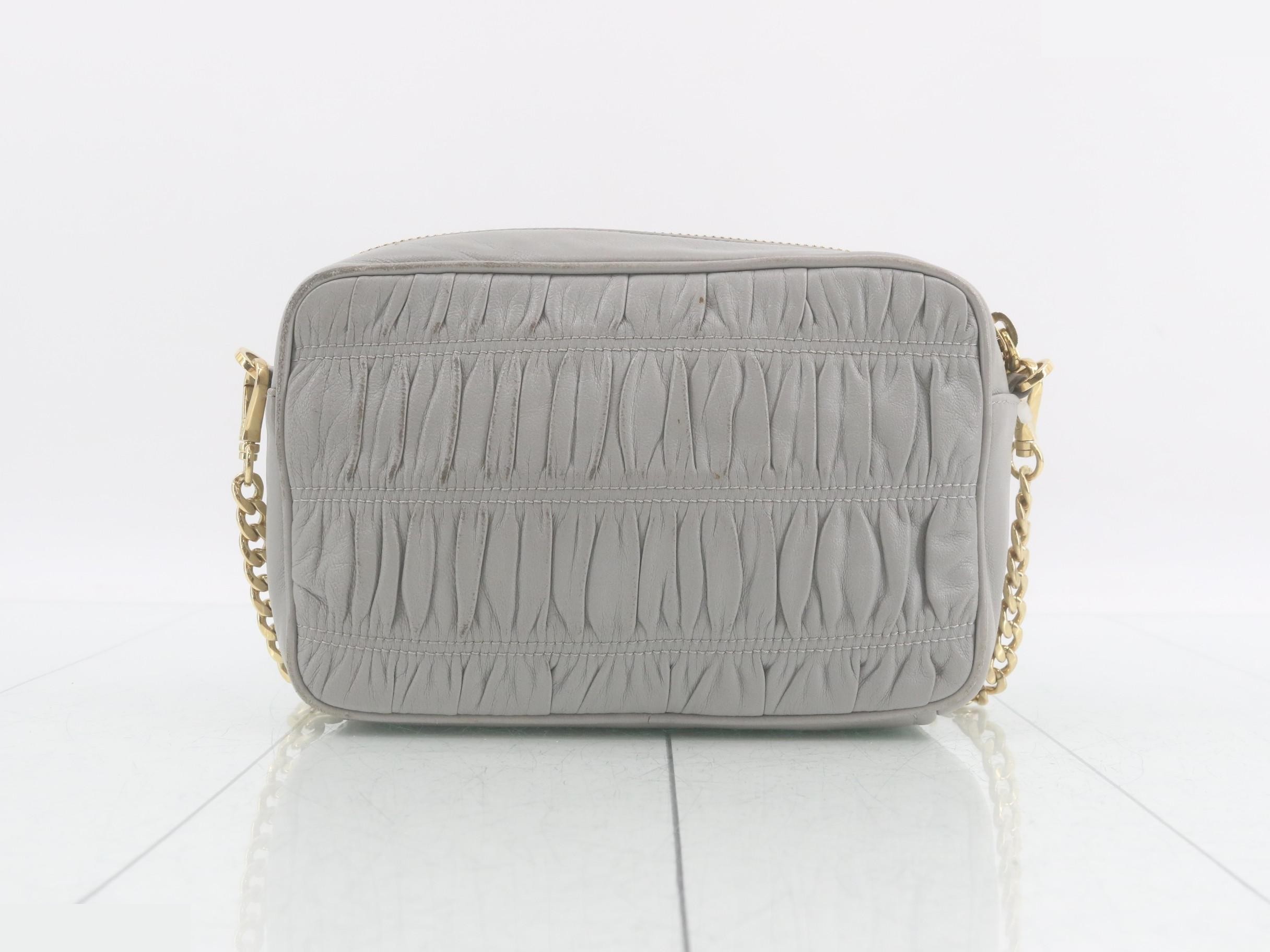 Nappa Gaufre Chain Shoulder Bag, Gathered Leather — view 2