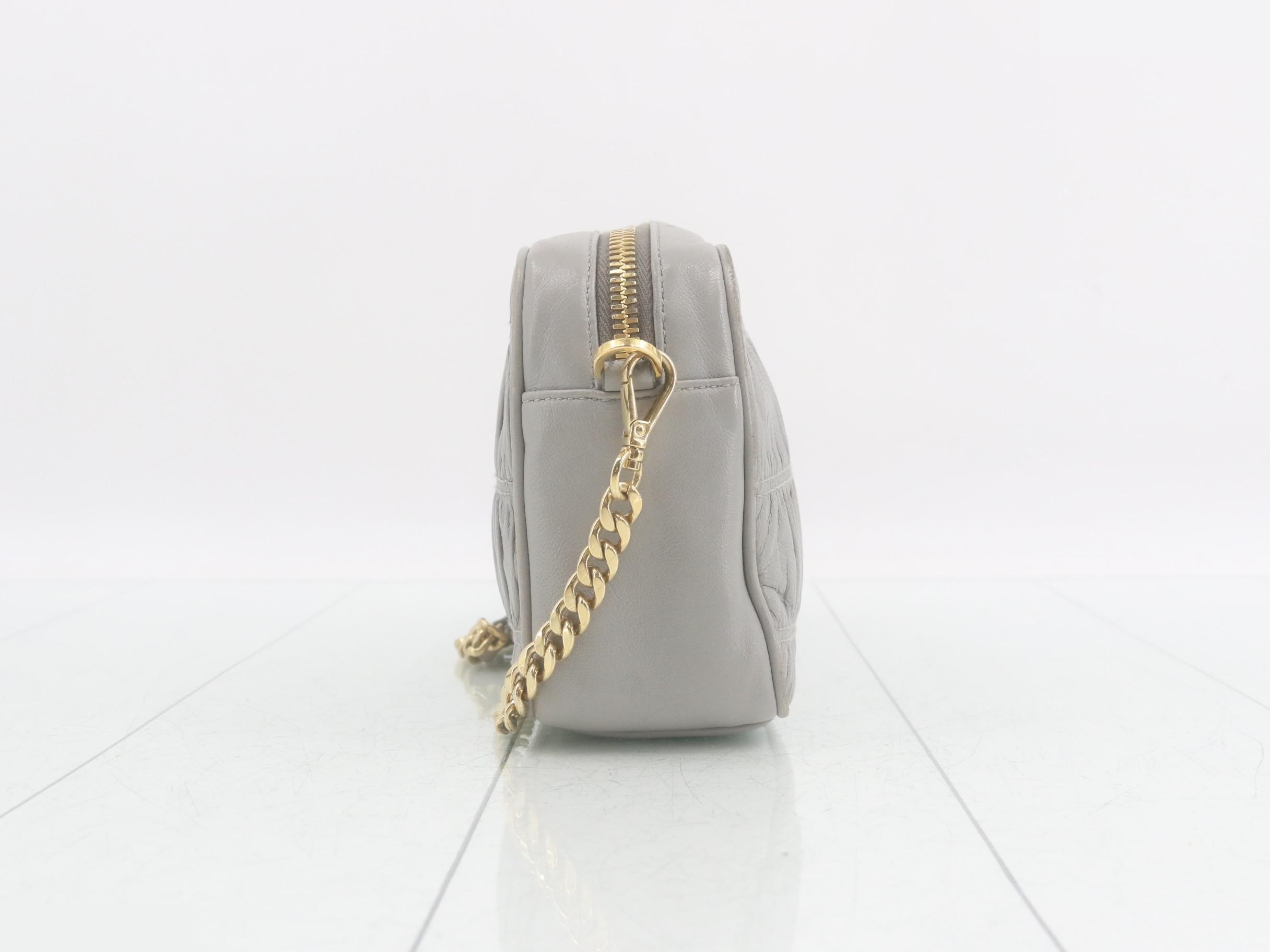 Nappa Gaufre Chain Shoulder Bag, Gathered Leather — view 3