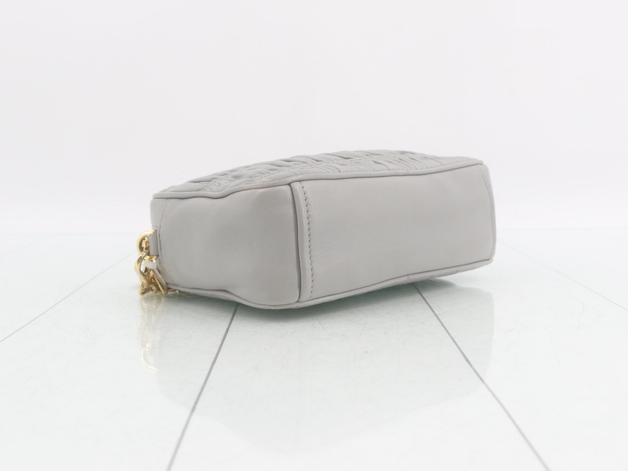 Nappa Gaufre Chain Shoulder Bag, Gathered Leather — view 5