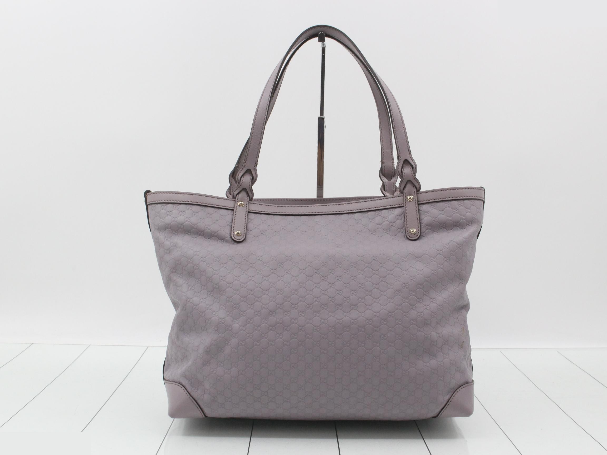 Microguccissima leather tote bag with pouch, purple tones. — view 2