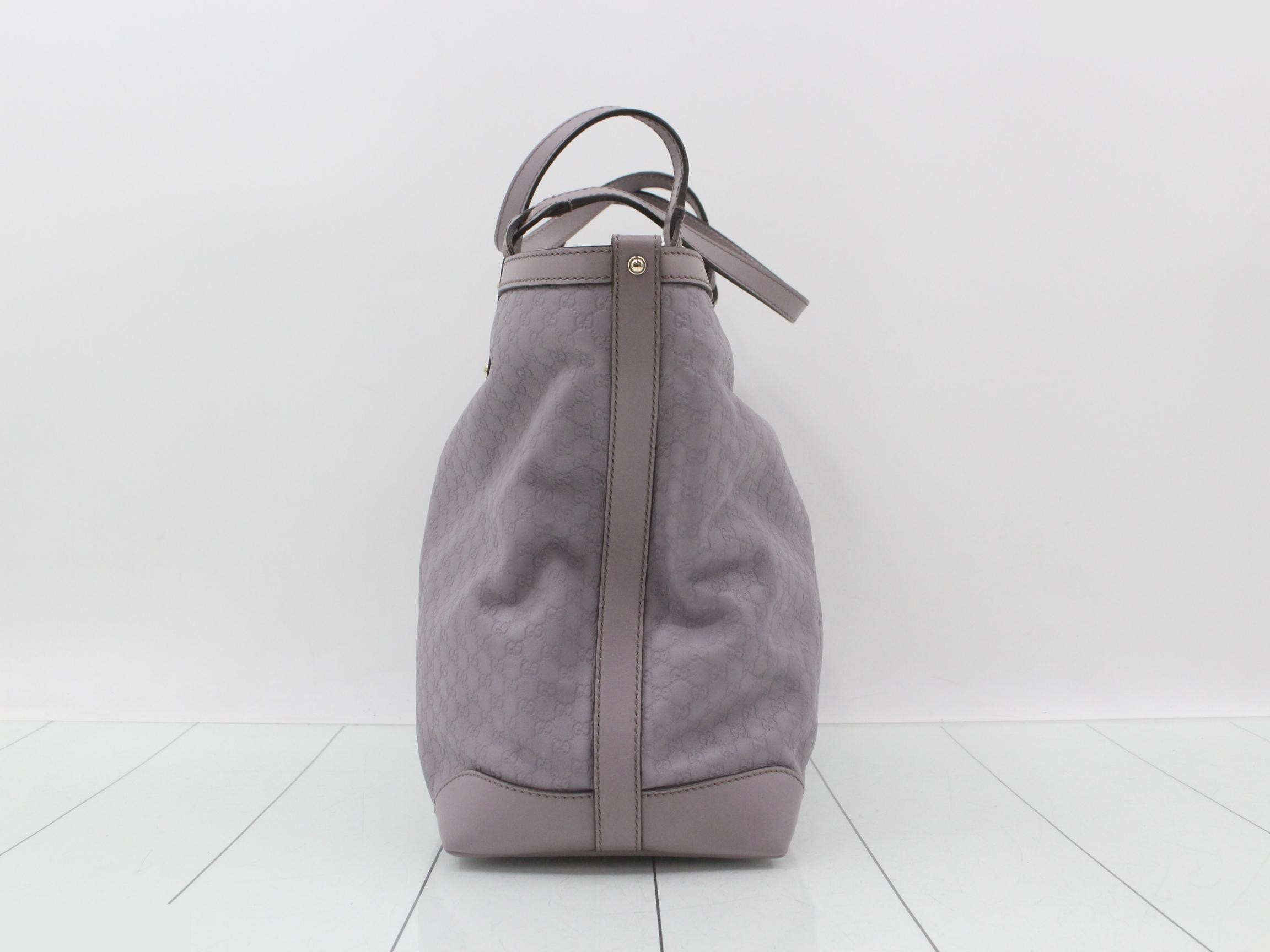 Microguccissima leather tote bag with pouch, purple tones. — view 3