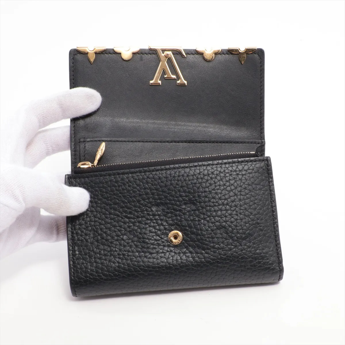 Taurillon Portefeuille Capucine Compact M82764 Unknown Serial Noir Compact Wallet — view 2