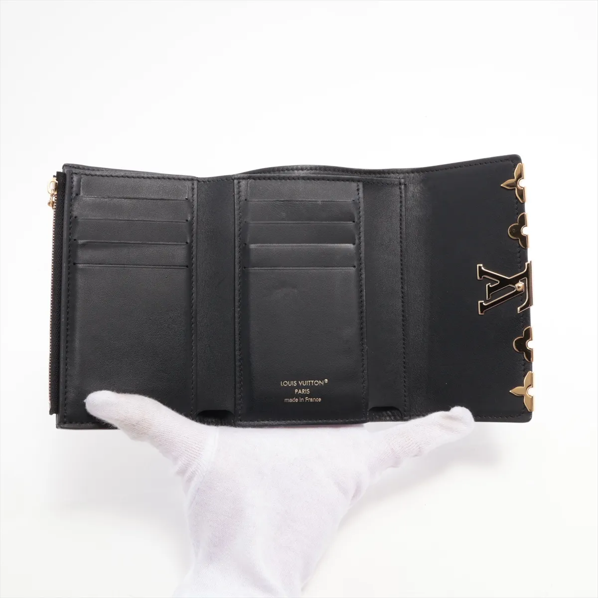 Taurillon Portefeuille Capucine Compact M82764 Unknown Serial Noir Compact Wallet — view 3