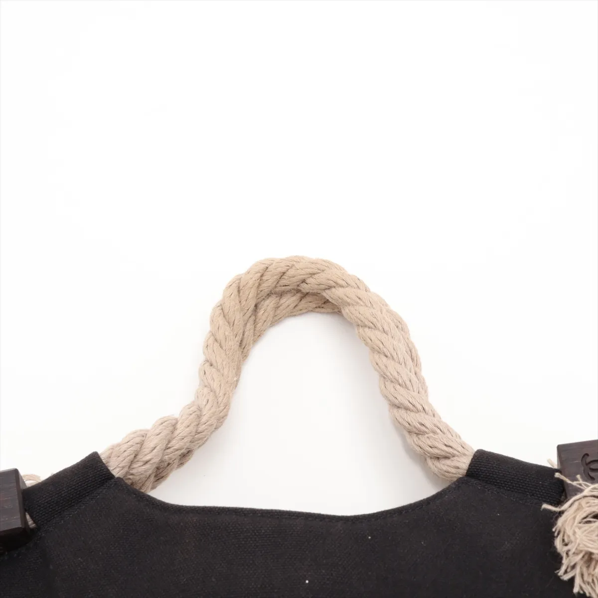 Camellia Canvas Handbag, Black with Silver Hardware — view 6