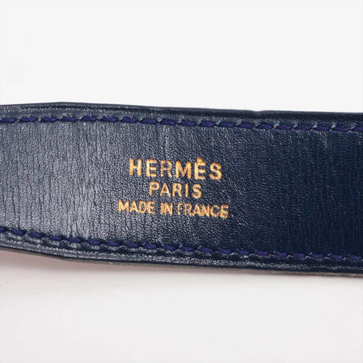 Constance H Belt Y:1995 Belt 60 Leather Gold x Navy — view 5