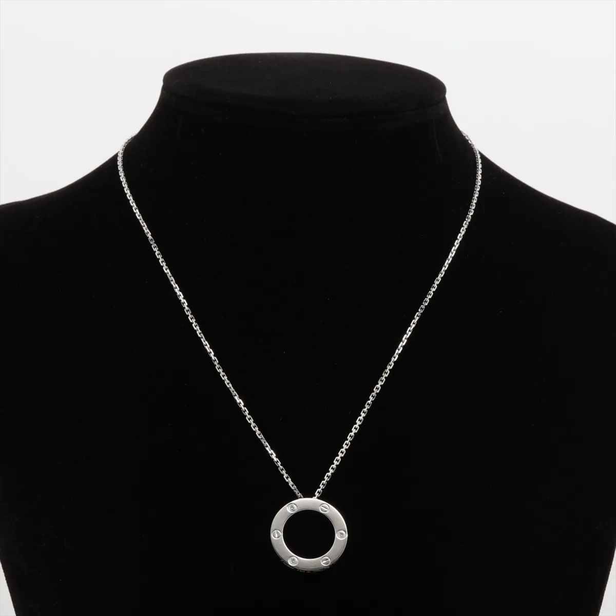 Love Circle Half Diamond Necklace 750 (WG) 14.6g PY4244 — view 5