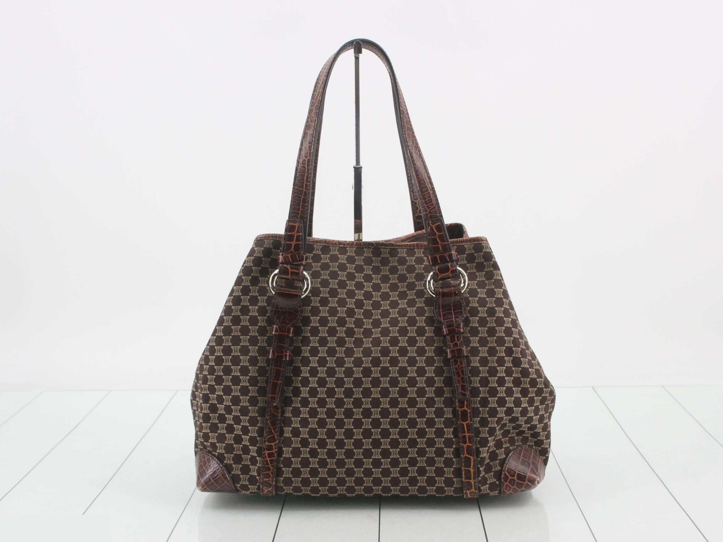 Macadam Crocodile Embossed Tote Bag, Canvas & Leather, 2-Way — view 2