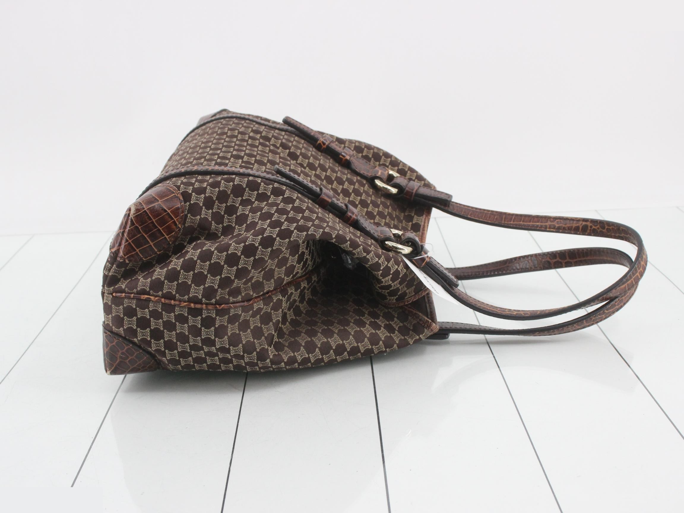 Macadam Crocodile Embossed Tote Bag, Canvas & Leather, 2-Way — view 3