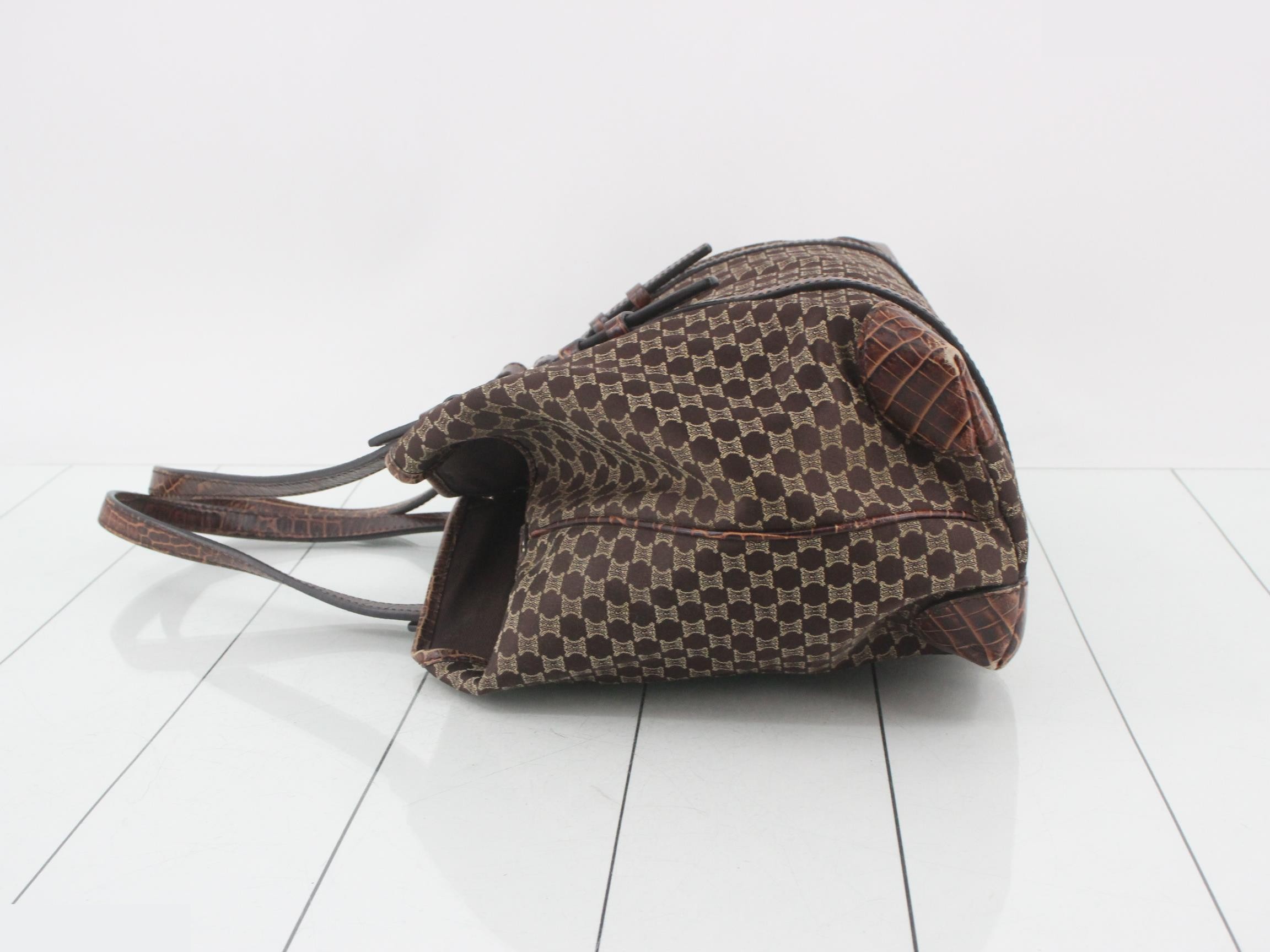 Macadam Crocodile Embossed Tote Bag, Canvas & Leather, 2-Way — view 4