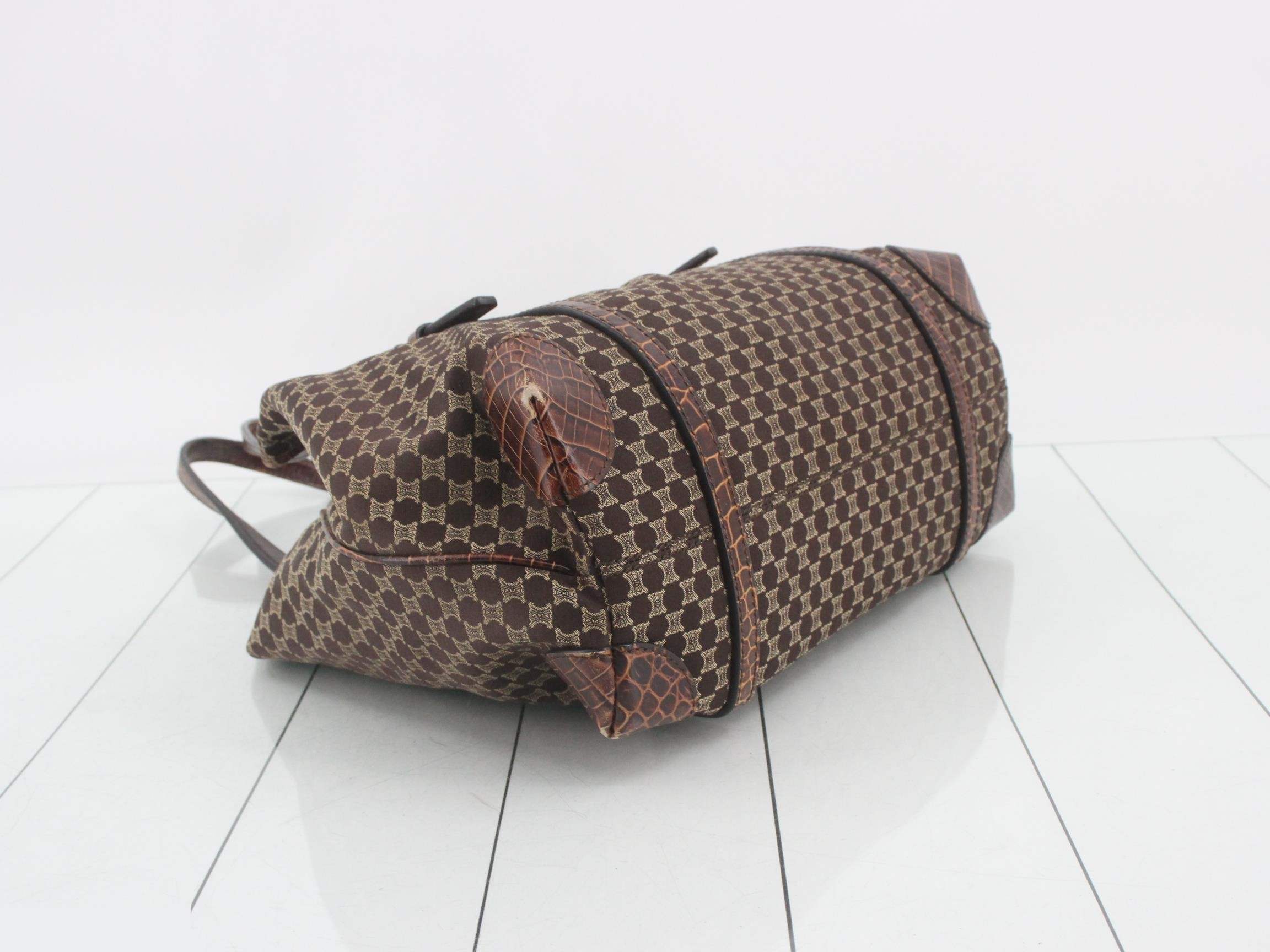 Macadam Crocodile Embossed Tote Bag, Canvas & Leather, 2-Way — view 5