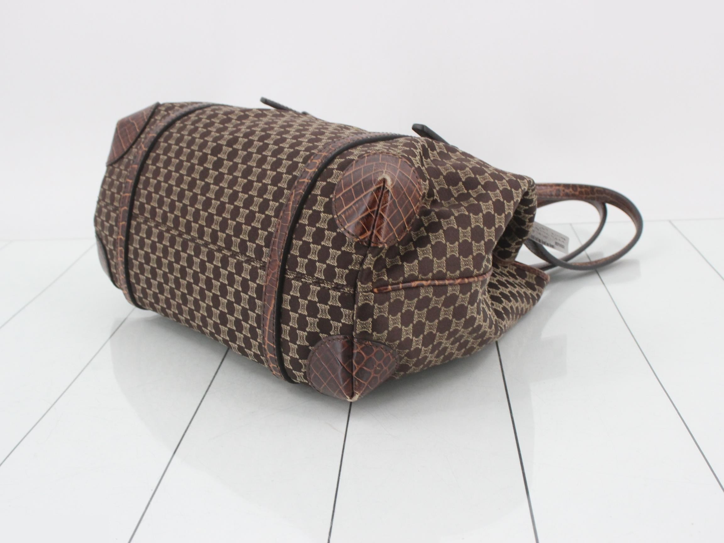 Macadam Crocodile Embossed Tote Bag, Canvas & Leather, 2-Way — view 6