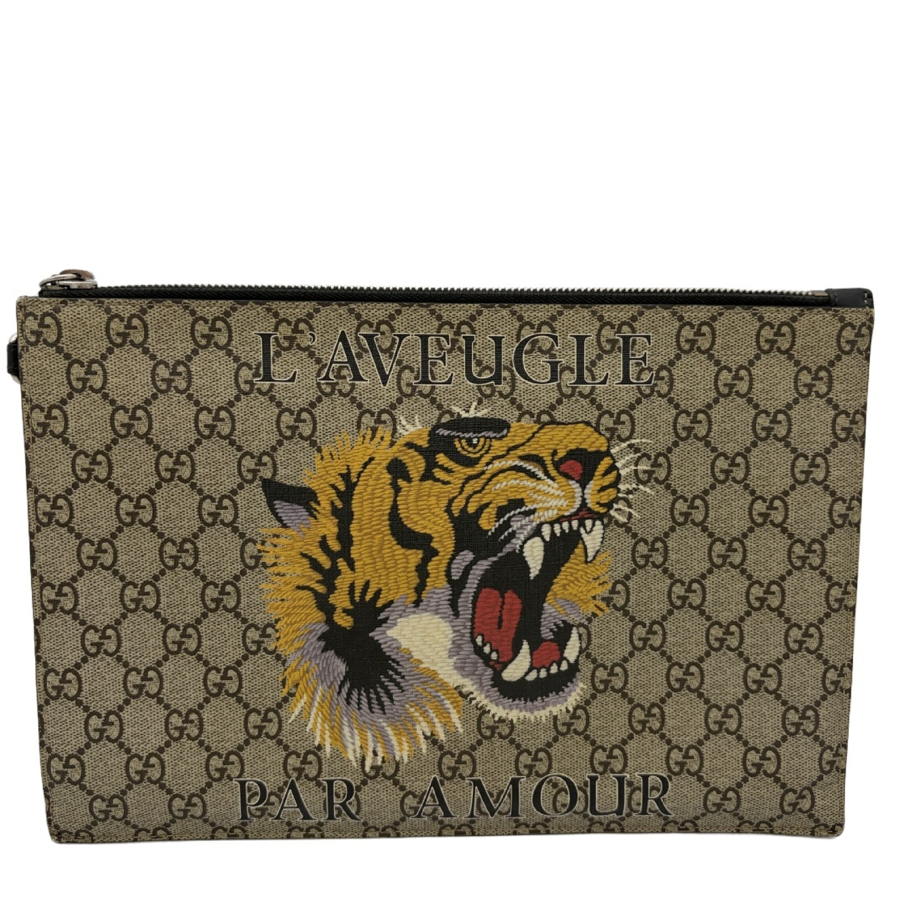 GG Supreme Angry Cat Clutch Bag