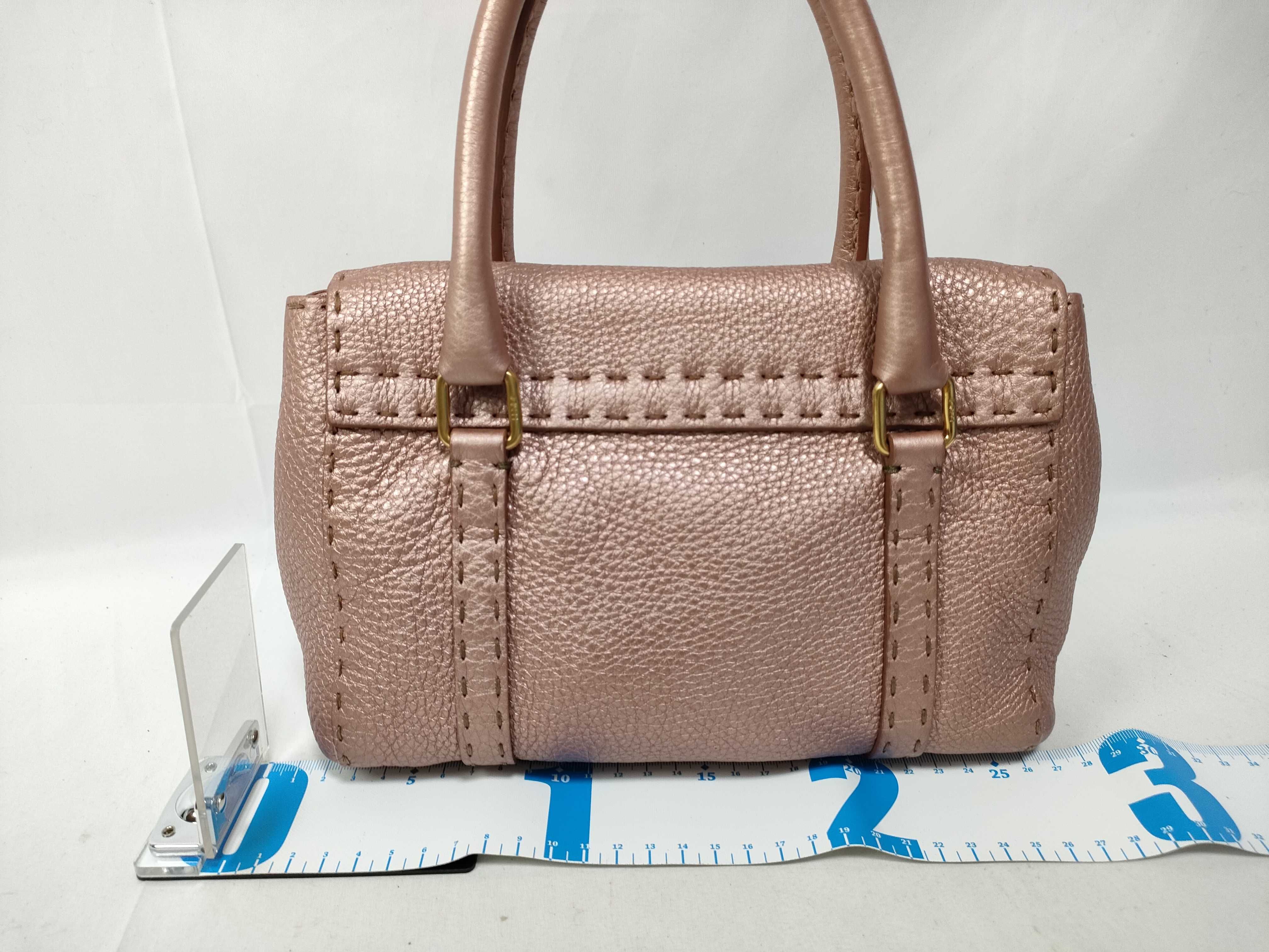 Selleria Minilinda Pink Gold Leather Stitch Hand Handbag — view 2