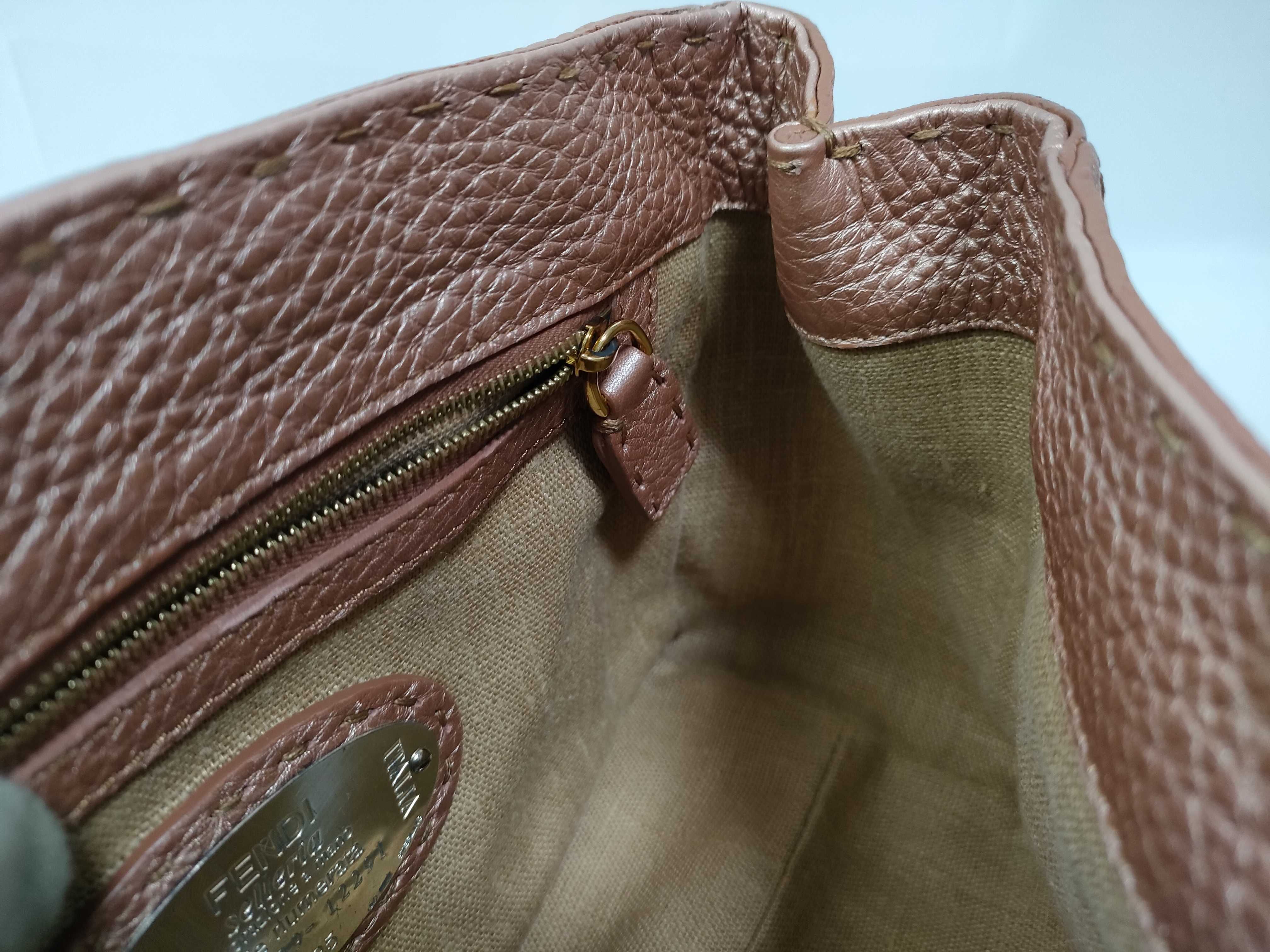 Selleria Minilinda Pink Gold Leather Stitch Hand Handbag — view 12