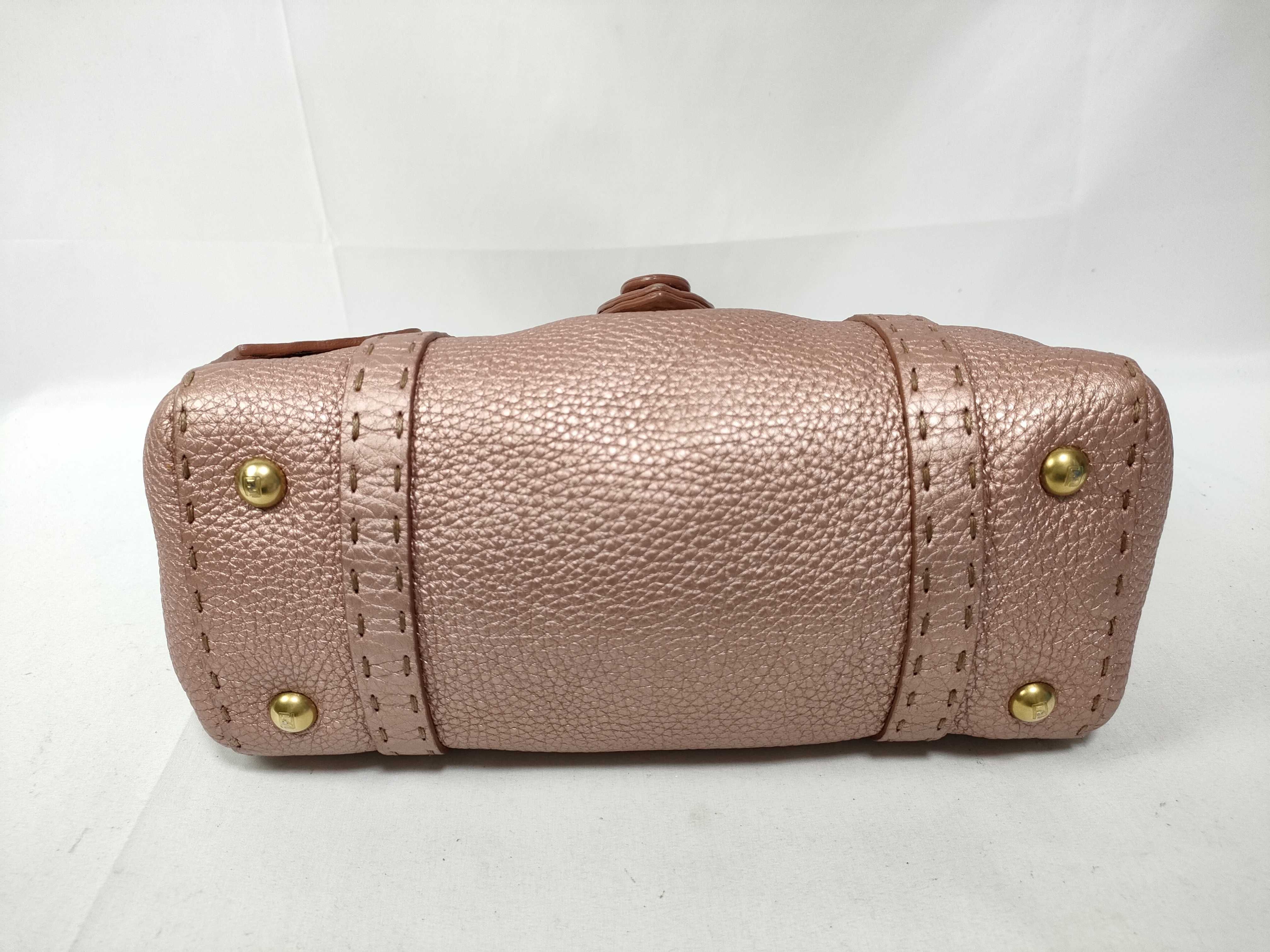 Selleria Minilinda Pink Gold Leather Stitch Hand Handbag — view 3