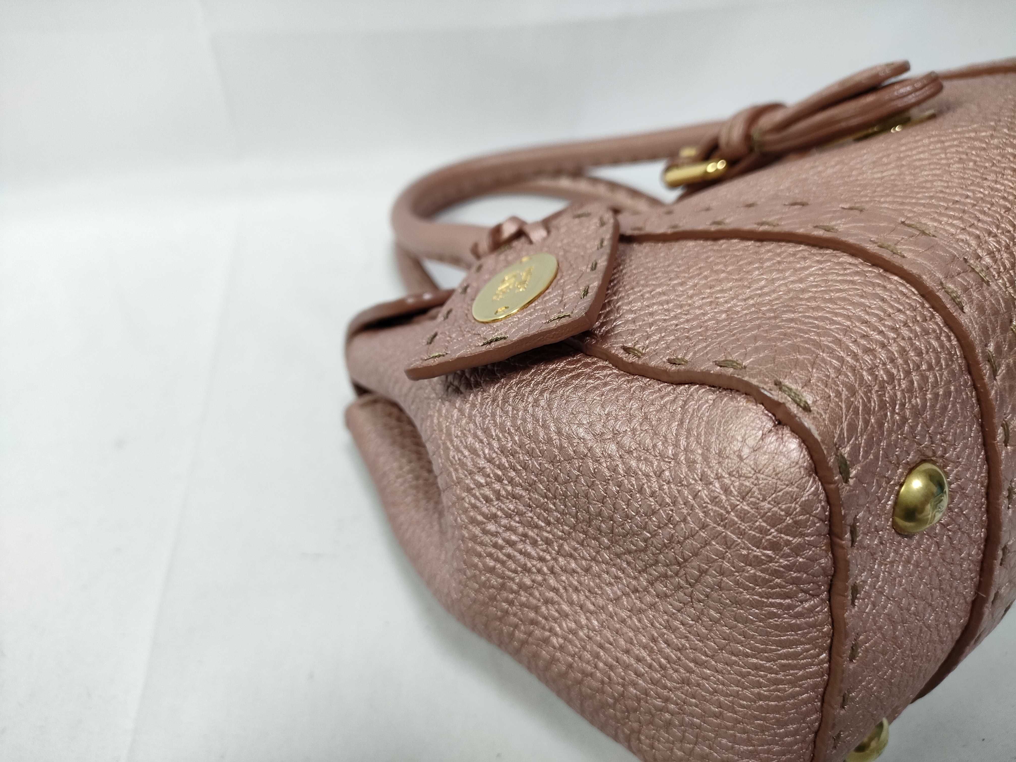 Selleria Minilinda Pink Gold Leather Stitch Hand Handbag — view 4