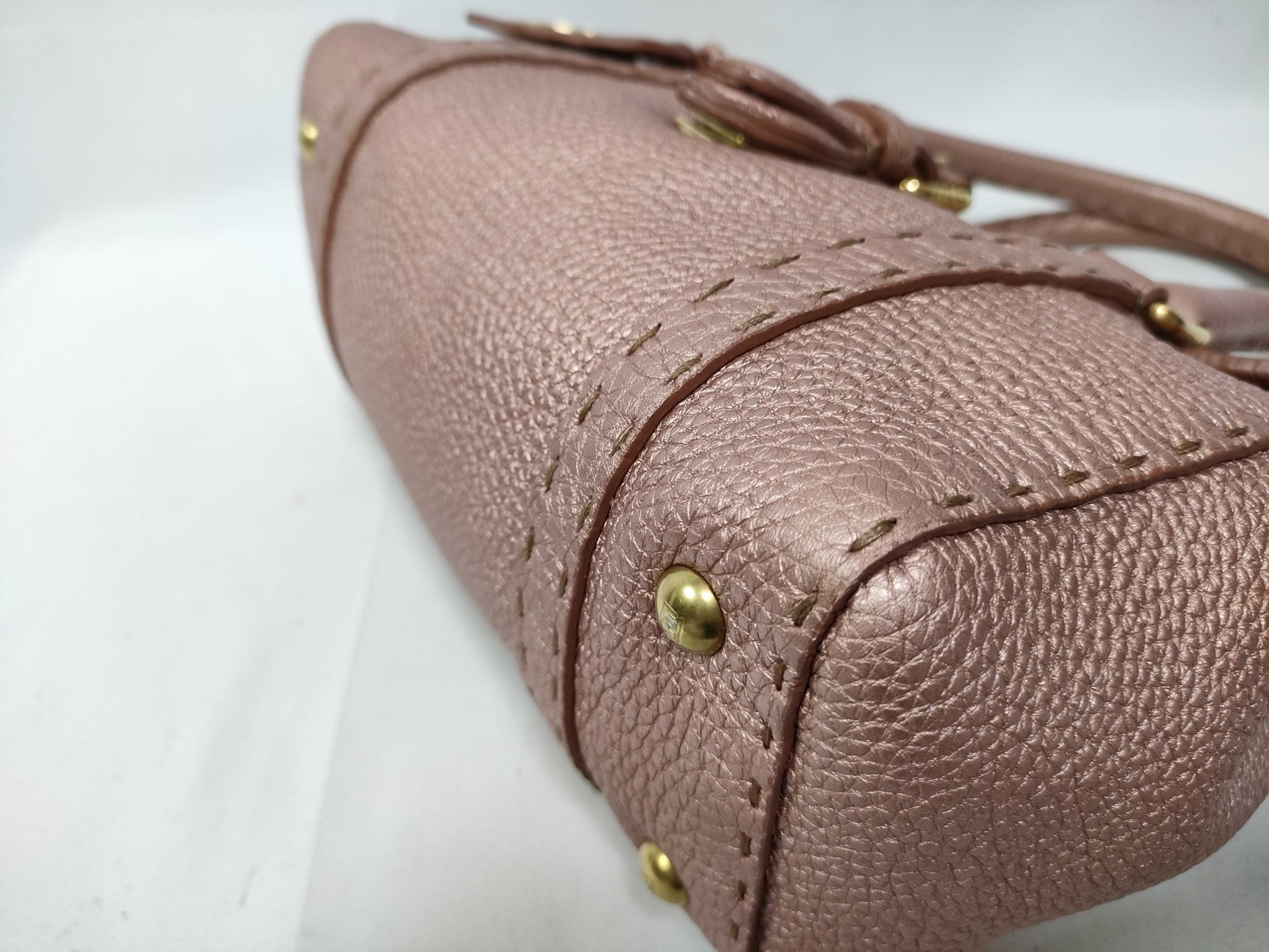 Selleria Minilinda Pink Gold Leather Stitch Hand Handbag — view 5
