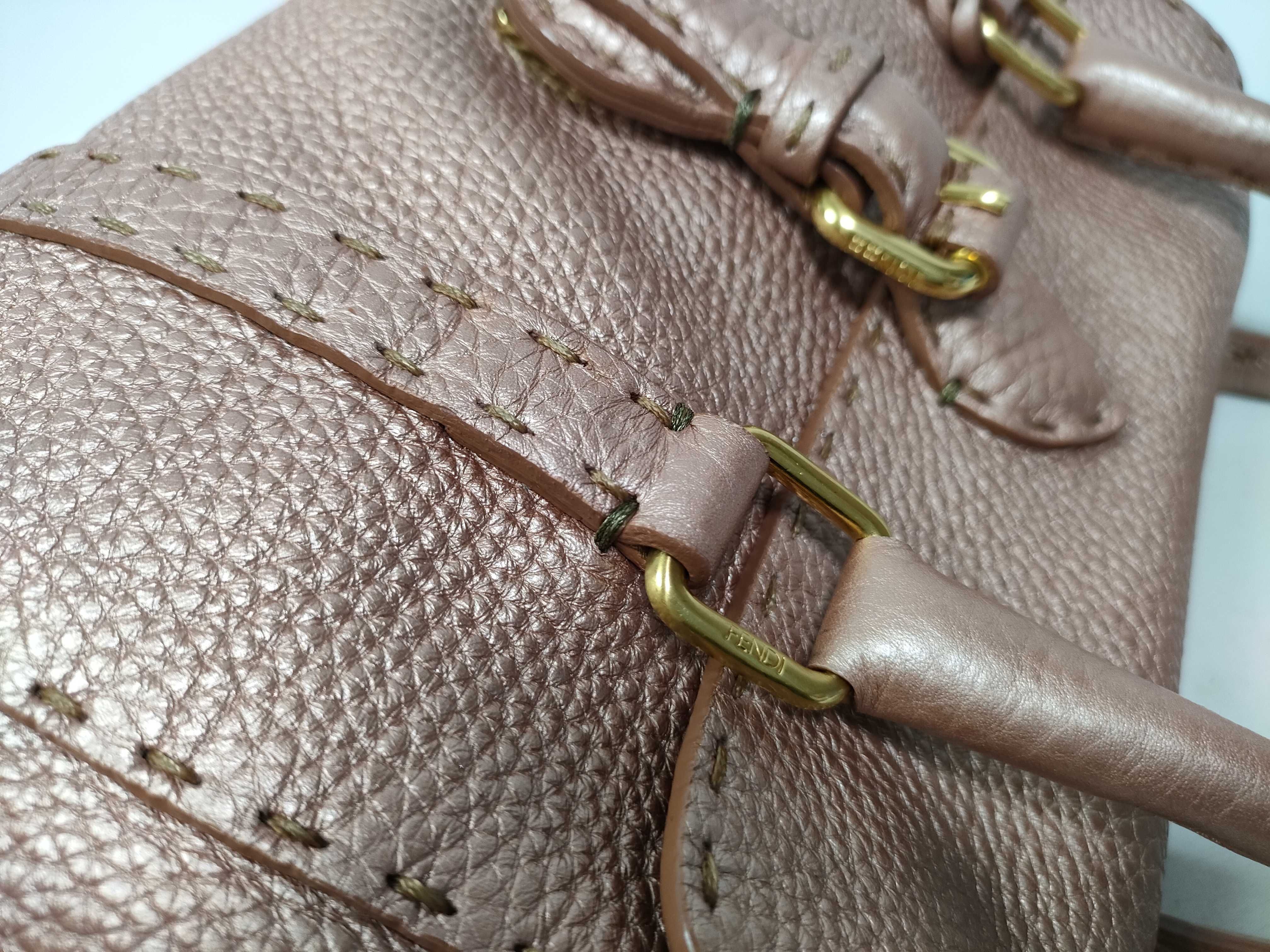 Selleria Minilinda Pink Gold Leather Stitch Hand Handbag — view 6
