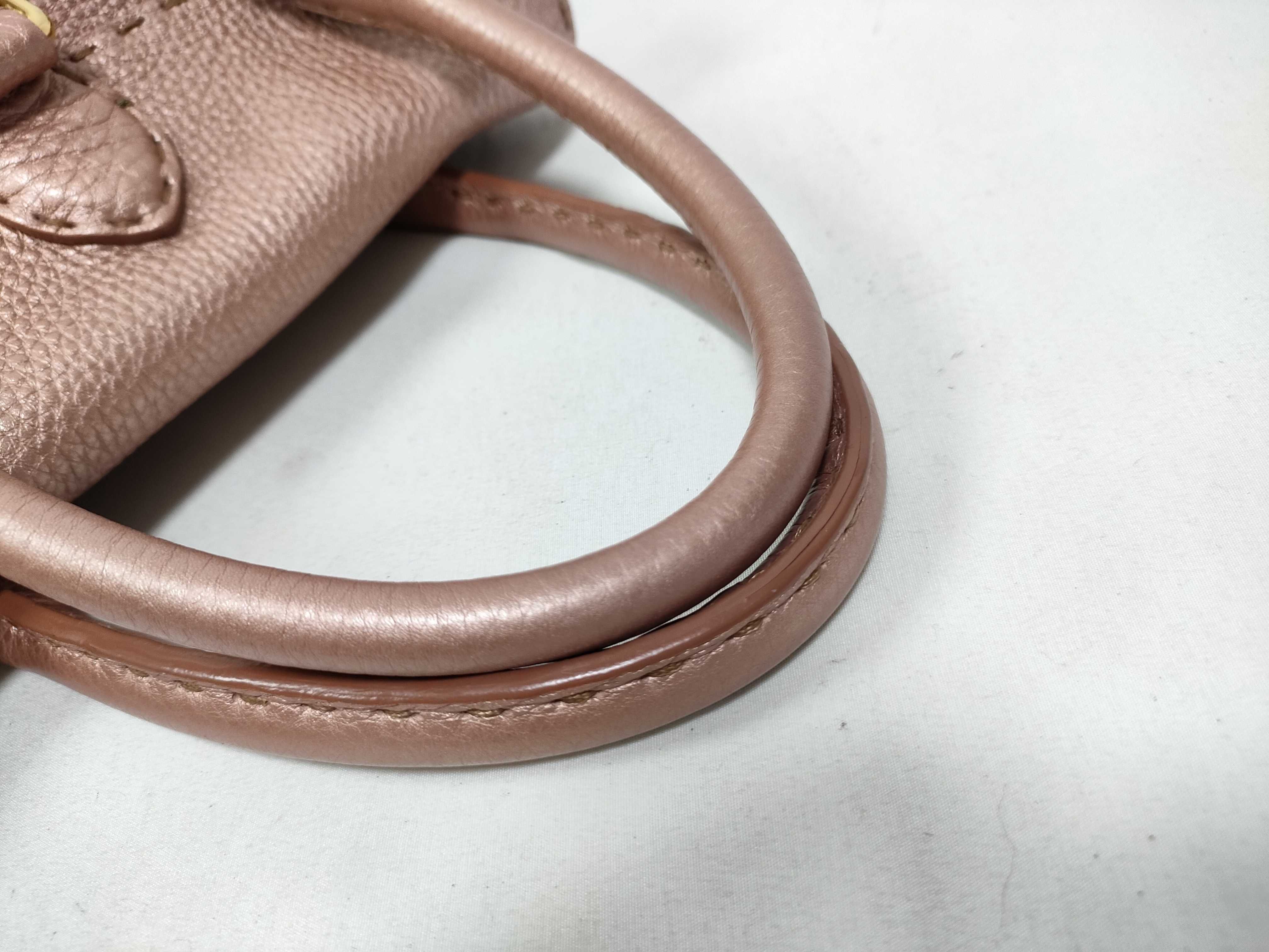 Selleria Minilinda Pink Gold Leather Stitch Hand Handbag — view 7