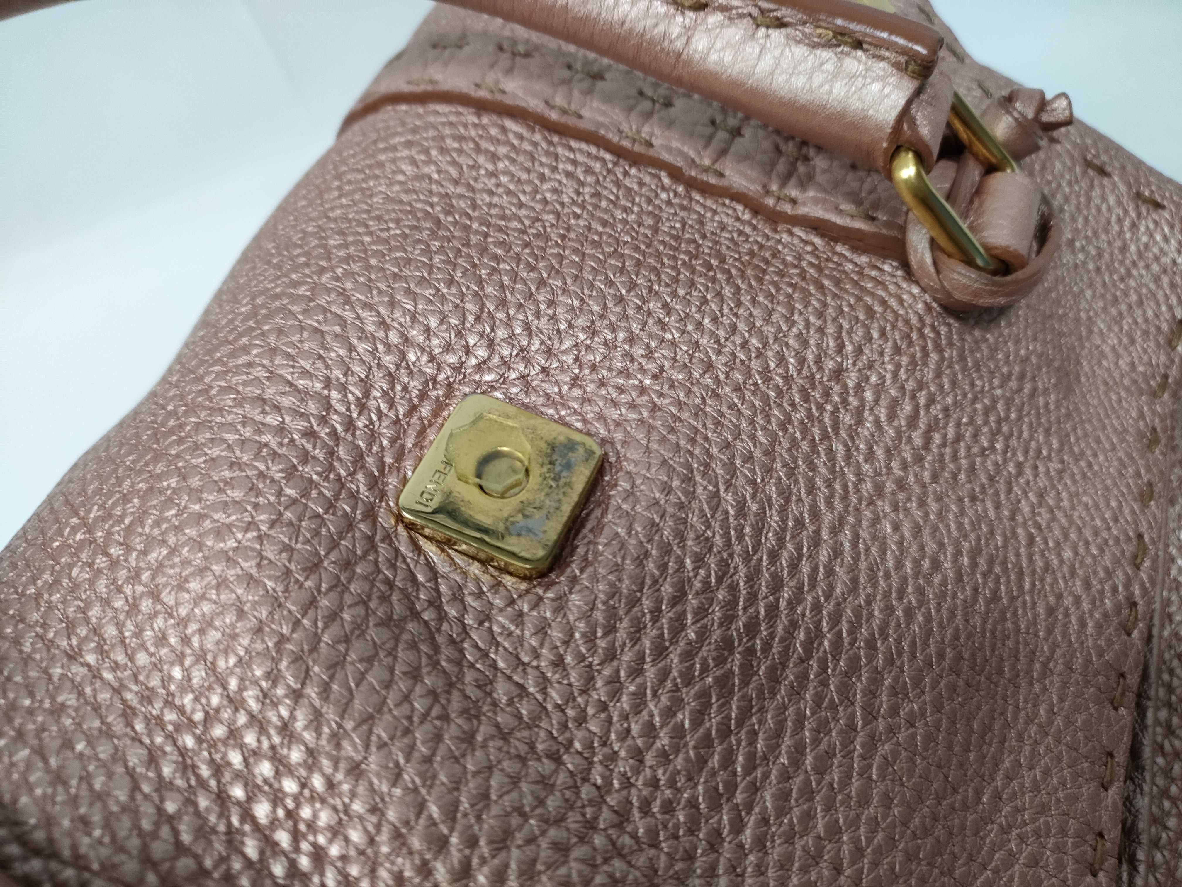 Selleria Minilinda Pink Gold Leather Stitch Hand Handbag — view 10
