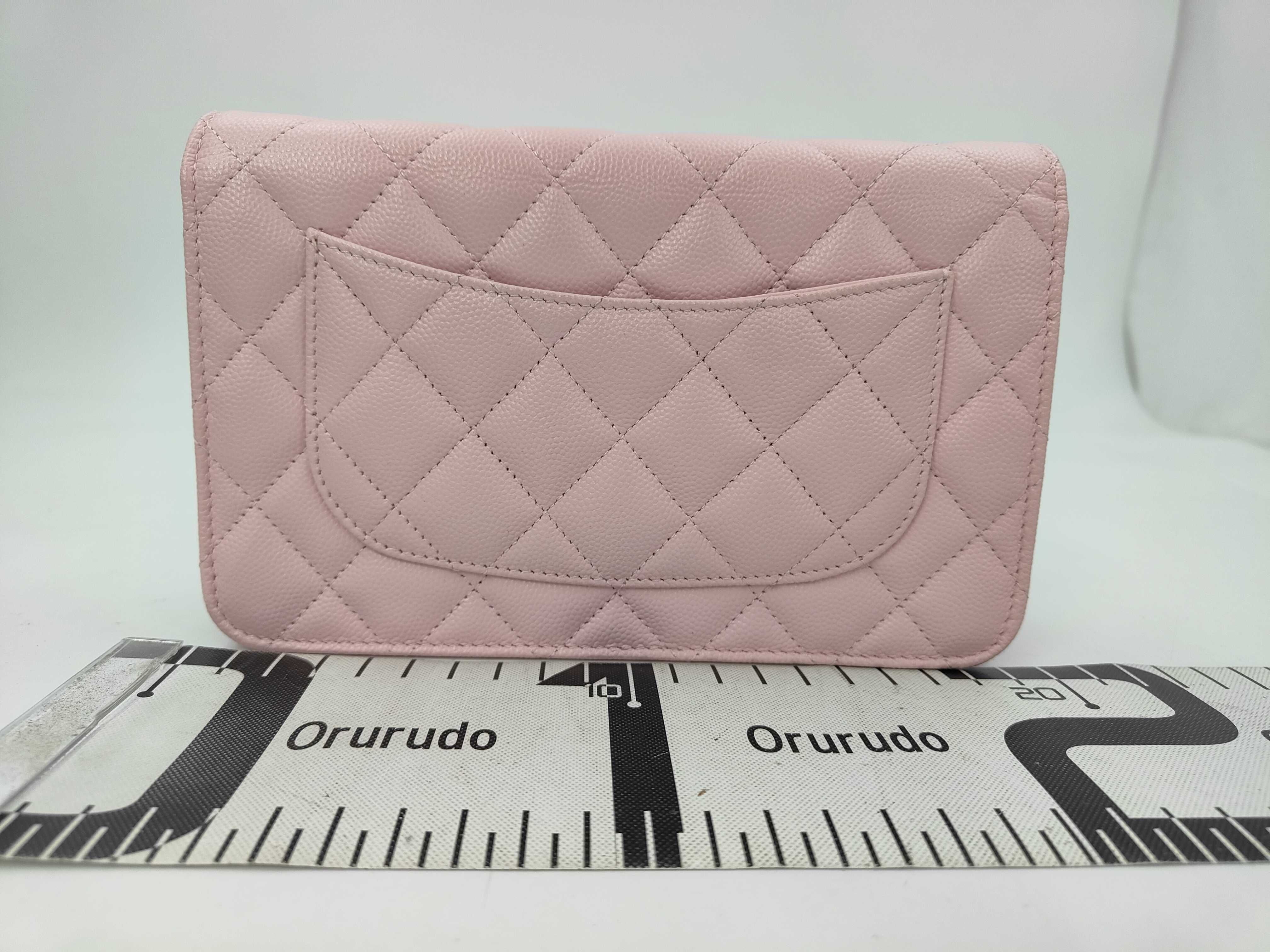 Caviar Skin Chain Wallet with Rhinestones — view 2