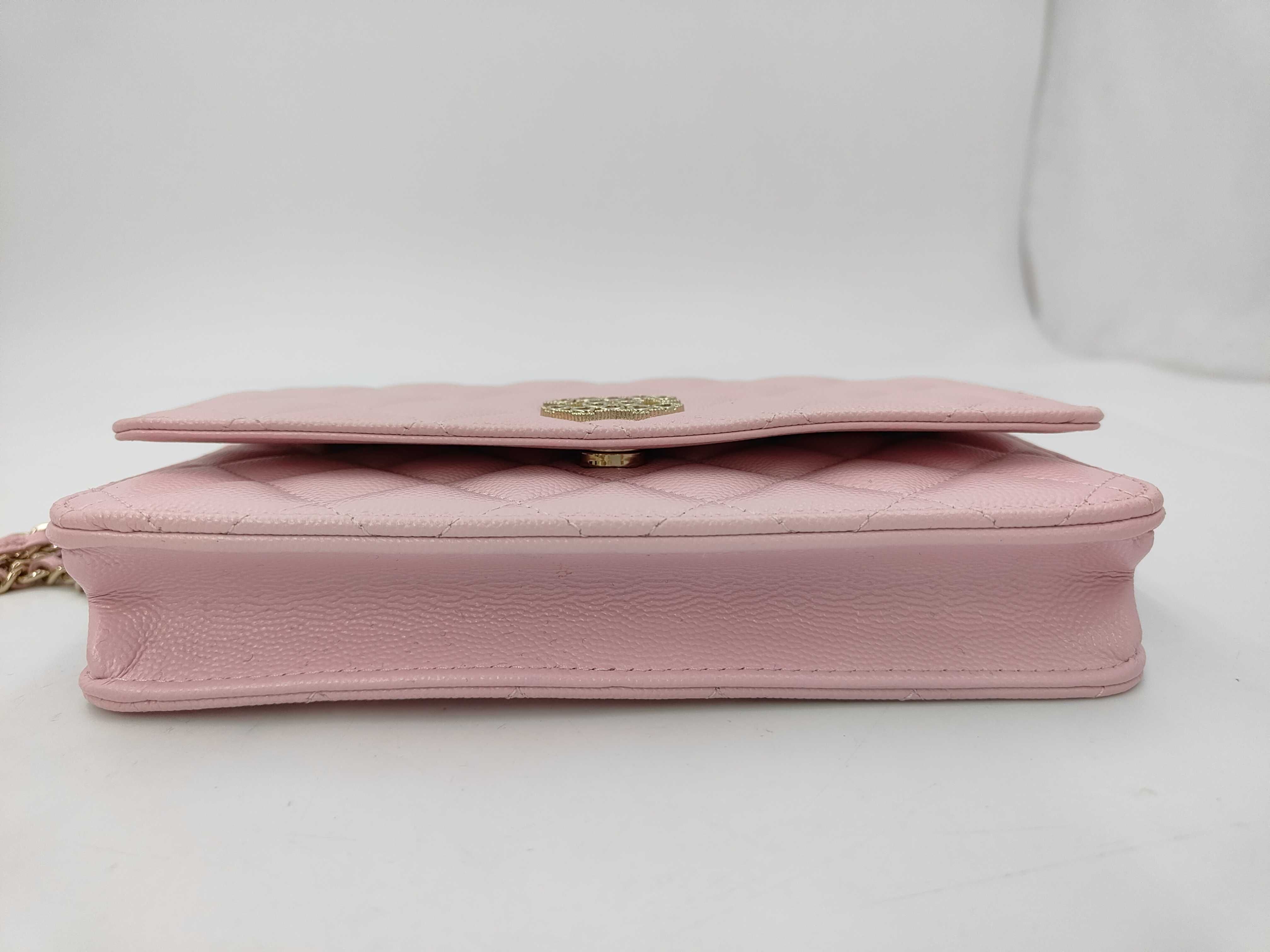 Caviar Skin Chain Wallet with Rhinestones — view 6