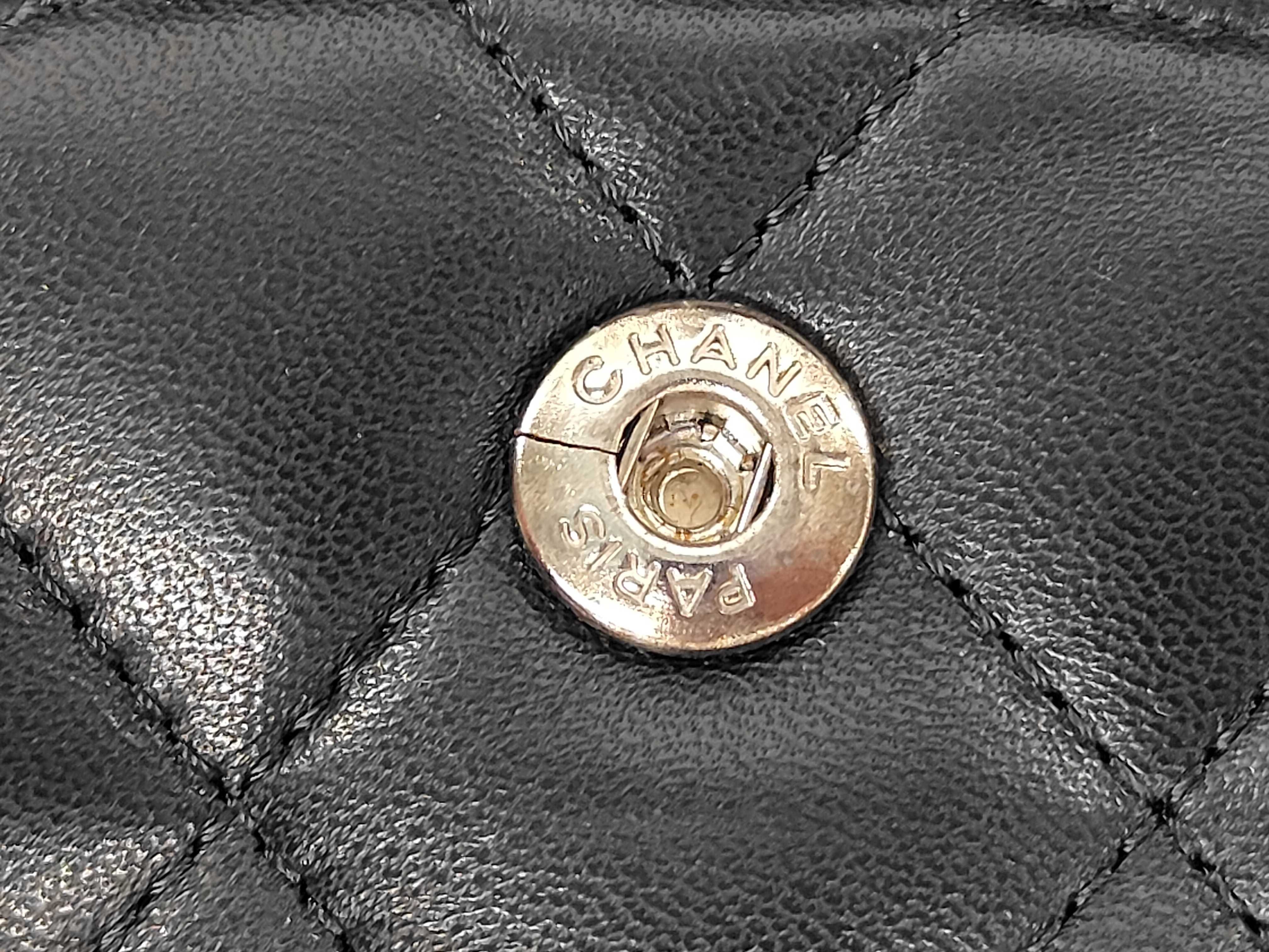 Matelassé Double Flap Chain Shoulder Bag, Black Lambskin, Silver Hardware. — view 14