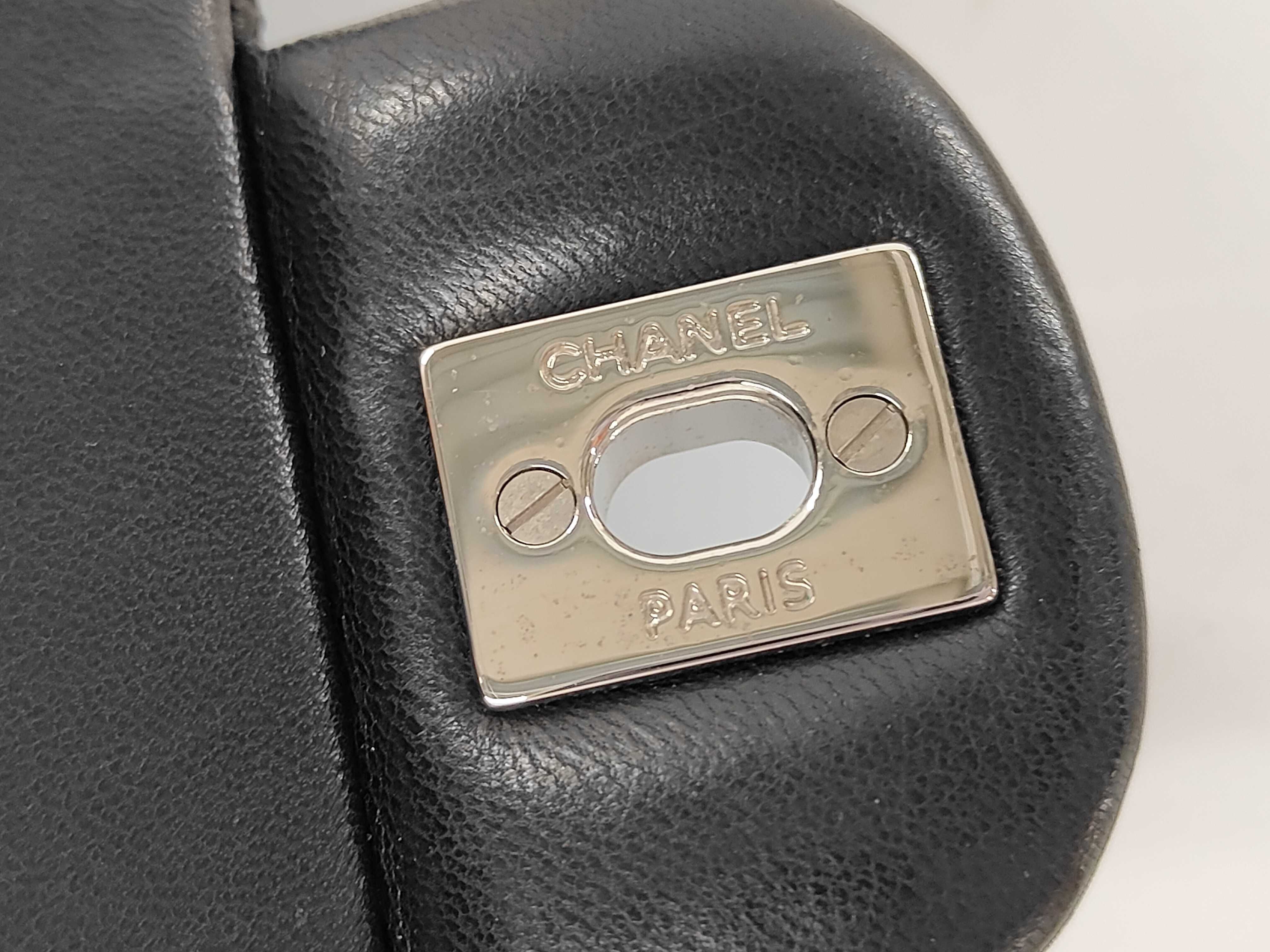 Matelassé Double Flap Chain Shoulder Bag, Black Lambskin, Silver Hardware. — view 15